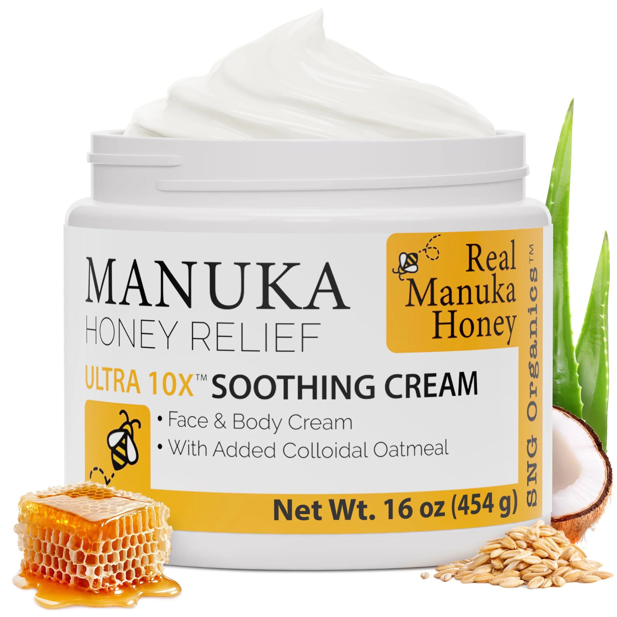 Super Natural Goods Manuka Honey Cream (16oz) – Hydrating Lotion for All Skin Types Suitable for Kids and Adults | Moisturizing Body Cream with Real Manuka Honey Aloe Vera Juice and Cocoa Butter - Image 2