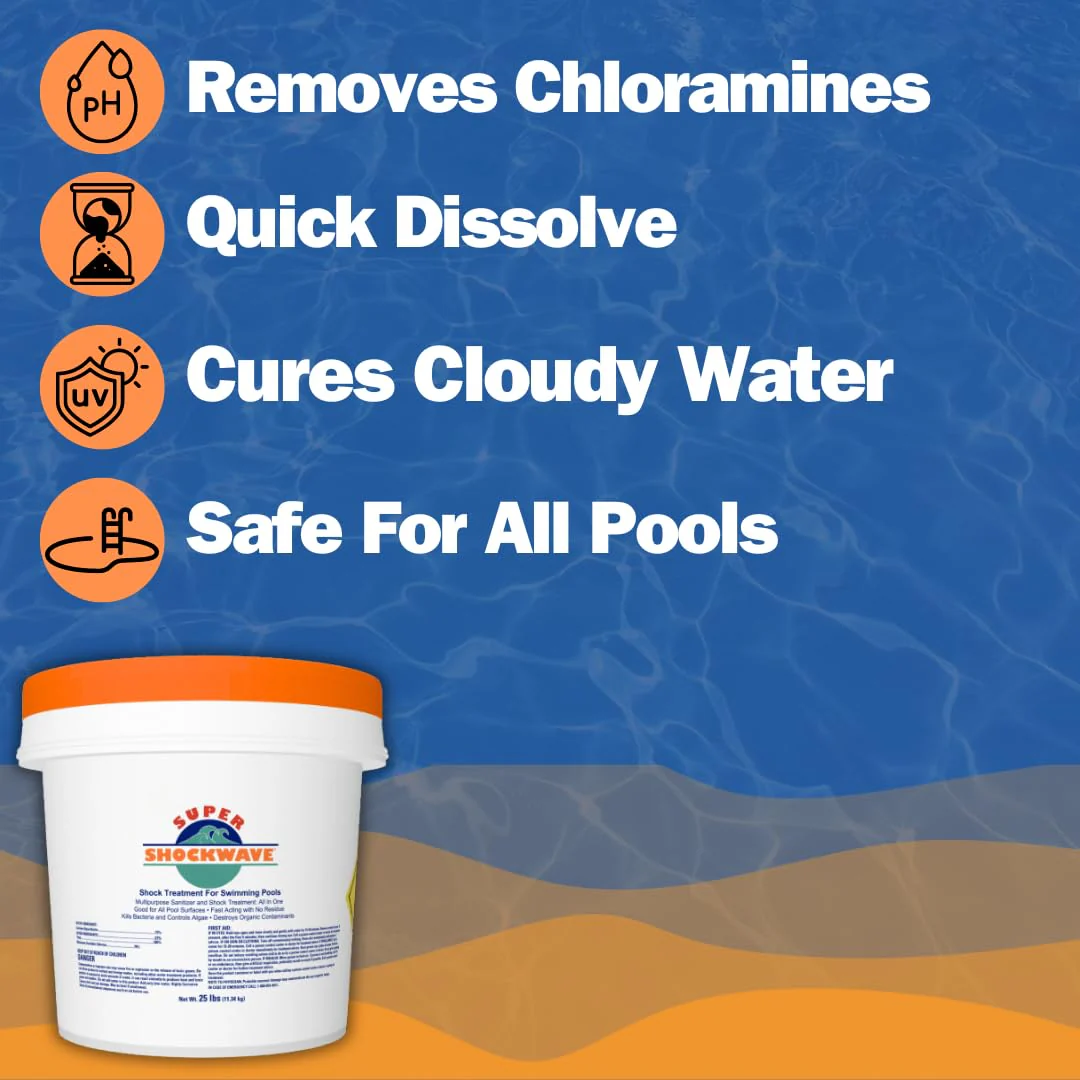 Super Shockwave Pool Shock – 73% Cal-Hypo Granular Sanitizer for Crystal Clear Water – Defends Against Bacteria, Algae, and Microorganisms - 25 Pounds - Image 4