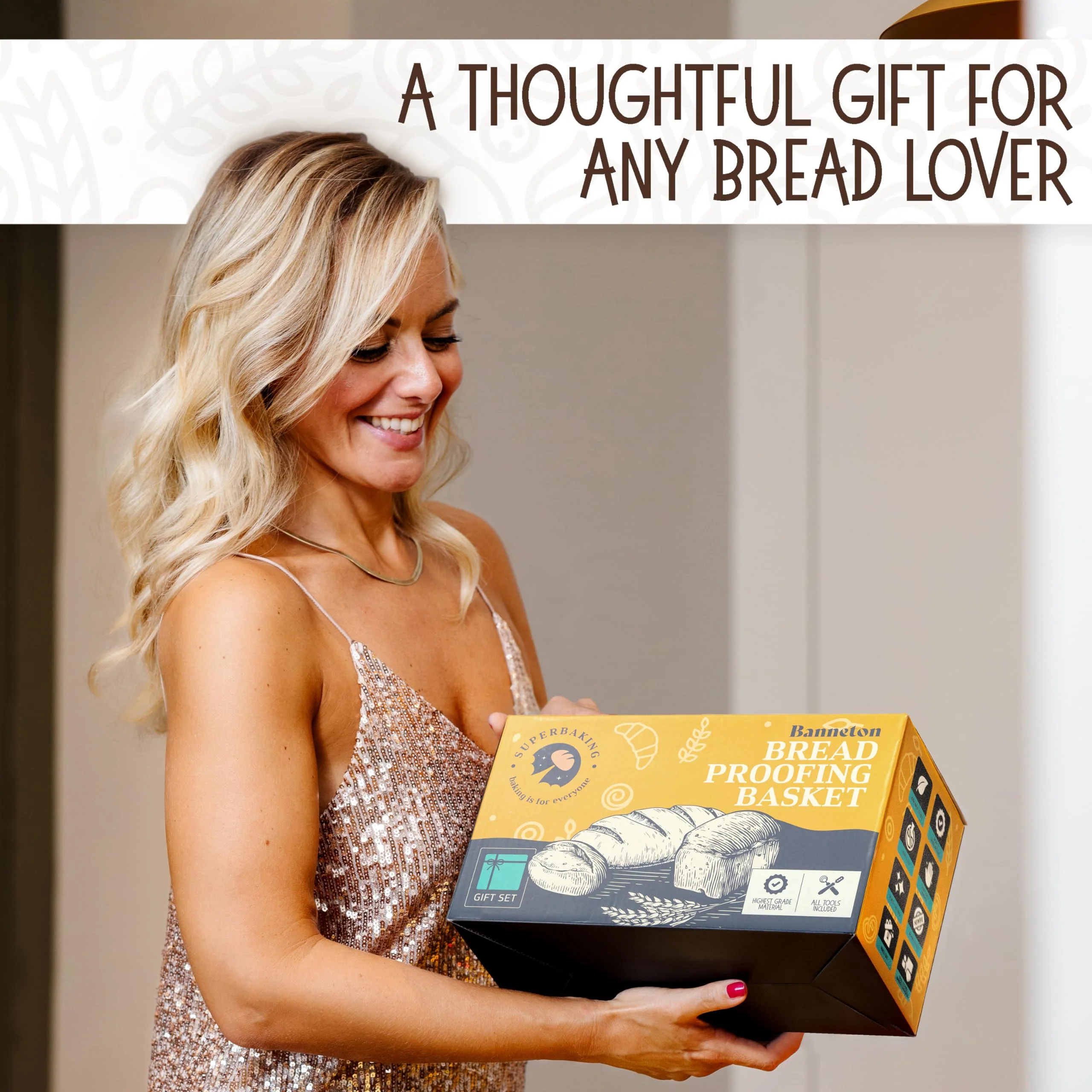 Superbaking 10" Oval Banneton Bread Proofing Basket Gift Set – Sourdough Starter Kit for Crusty Artisan Style Loaves, Includes Essential Bread Baking Supplies & Tools - Ideal Gift for Bakers - Image 9