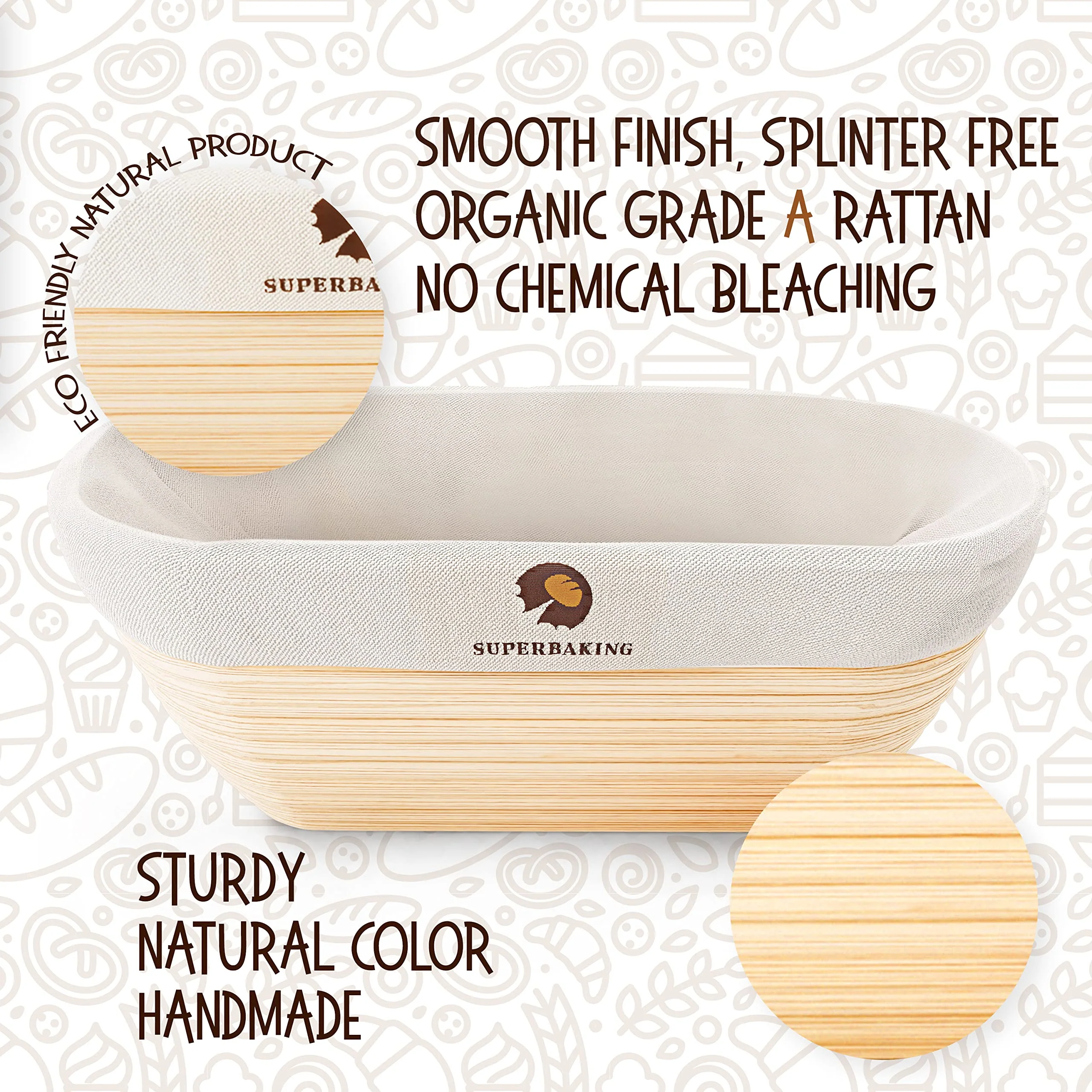 Superbaking 10" Oval Banneton Bread Proofing Basket – Sourdough Starter Kit for Crusty Artisan Style Loaves, Includes Essential Bread Baking Supplies & Tools - Ideal Gift for Bakers - Image 9