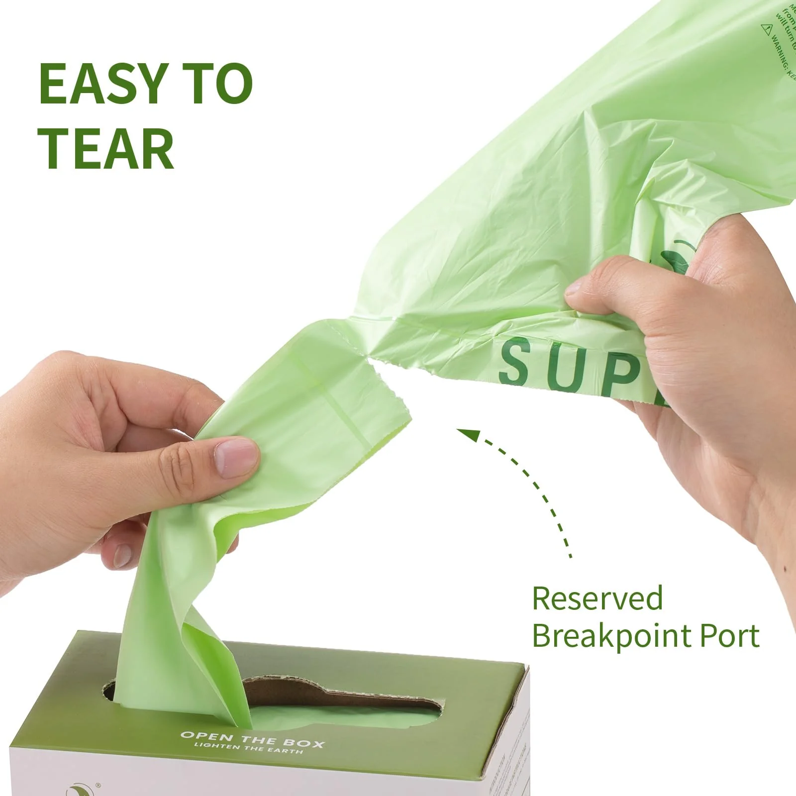 SUPERBIO 13 Gallon Flat Top Compostable Food Waste Bags, 50 Count, 2 Pack, 49.2L, 0.87 Mil, ASTM D6400 BPI and OK compost INDUSTRIAL - Image 6