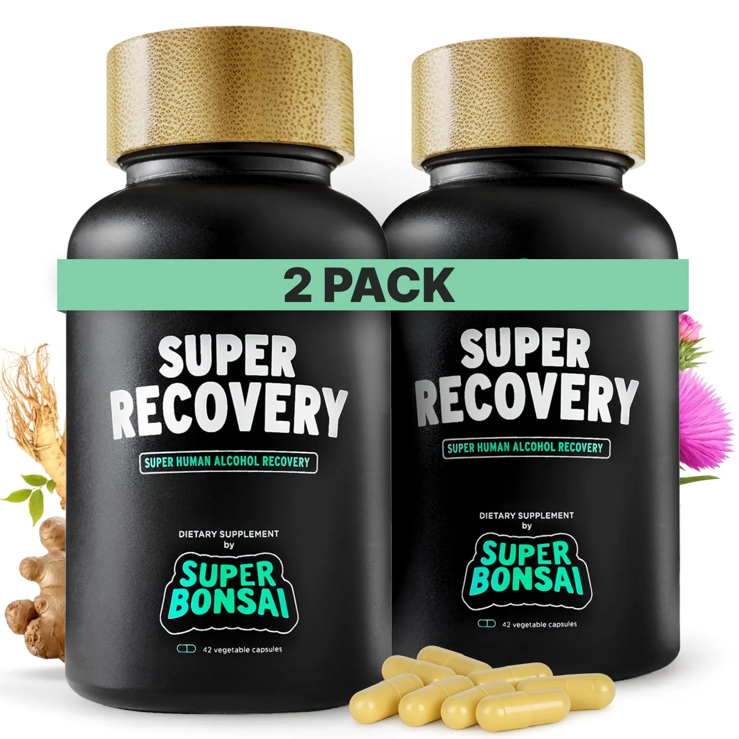 SuperBonsai Super Recovery Capsules for Post Celebration and Morning Relief - All Natural Holistic Support - 3 Capsules Taken Before Drinking and an Optional Serving After (28 Servings)
