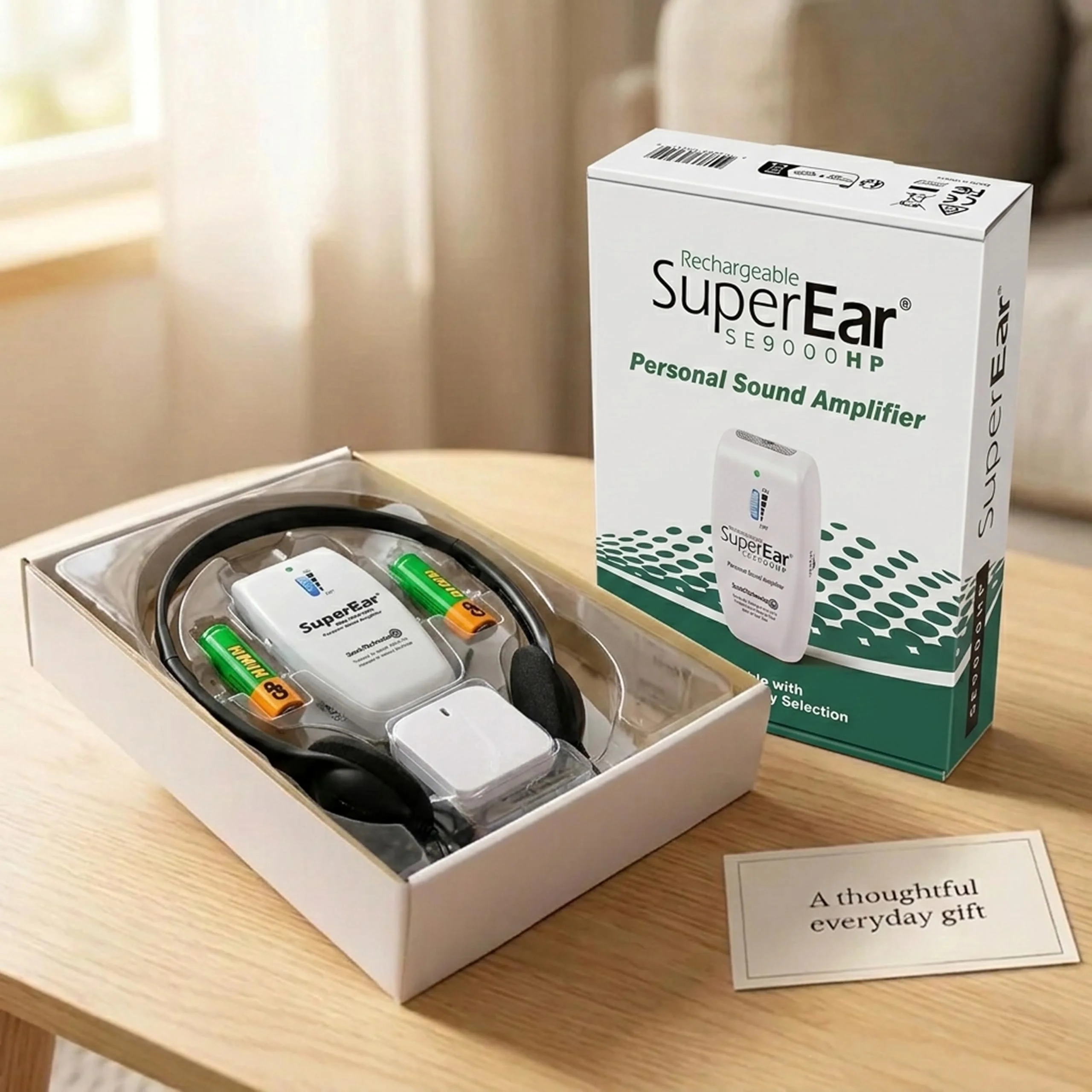 SuperEar SE9000HP Hearing Amplifier – Rechargeable Personal Sound Amplification System with Headphones & Earbuds, 50dB Boost, 3-Tone Selection - Image 3