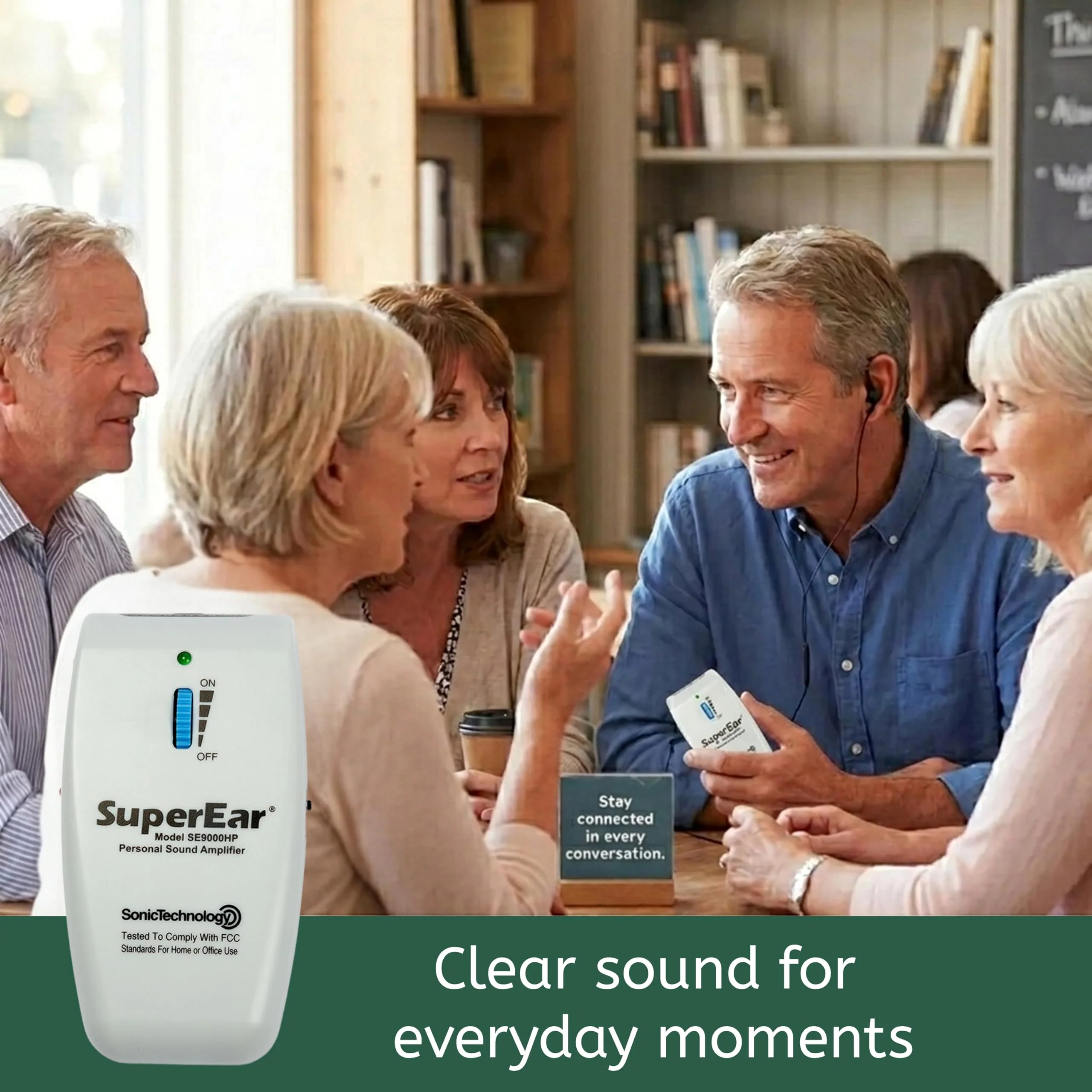 SuperEar SE9000HP Hearing Amplifier – Rechargeable Personal Sound Amplification System with Headphones & Earbuds, 50dB Boost, 3-Tone Selection - Image 7