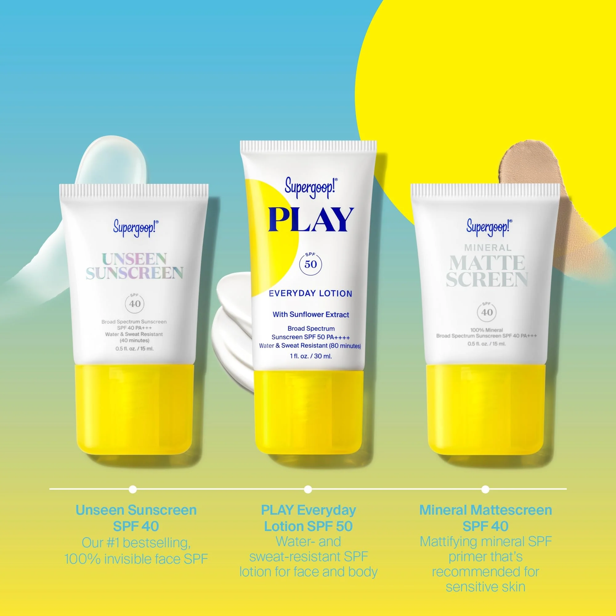 Supergoop! Daily SPF Starter - Includes 3 Travel-Sized SPF Favorites: Unseen Sunscreen SPF 40, Mineral Mattescreen SPF 40, and PLAY Everyday Lotion SPF 50 - Non-Comedogenic - Image 4