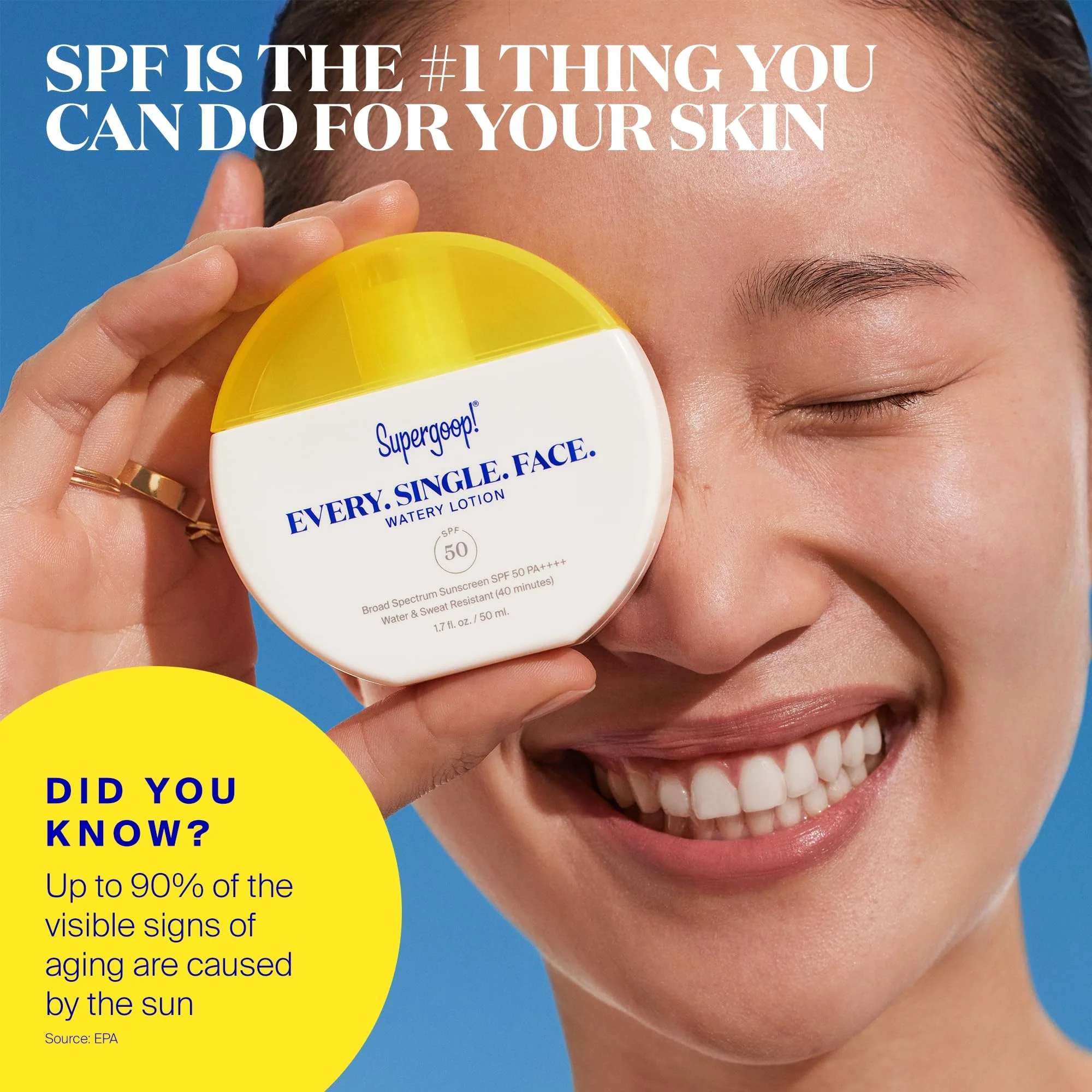 Supergoop! Every. Single. Face. Watery Lotion - 1.7 fl oz - Pack of 2 - Broad Spectrum SPF 50 PA++++ Sunscreen Lotion - Water & Sweat Resistant - All Skin Types - Image 3