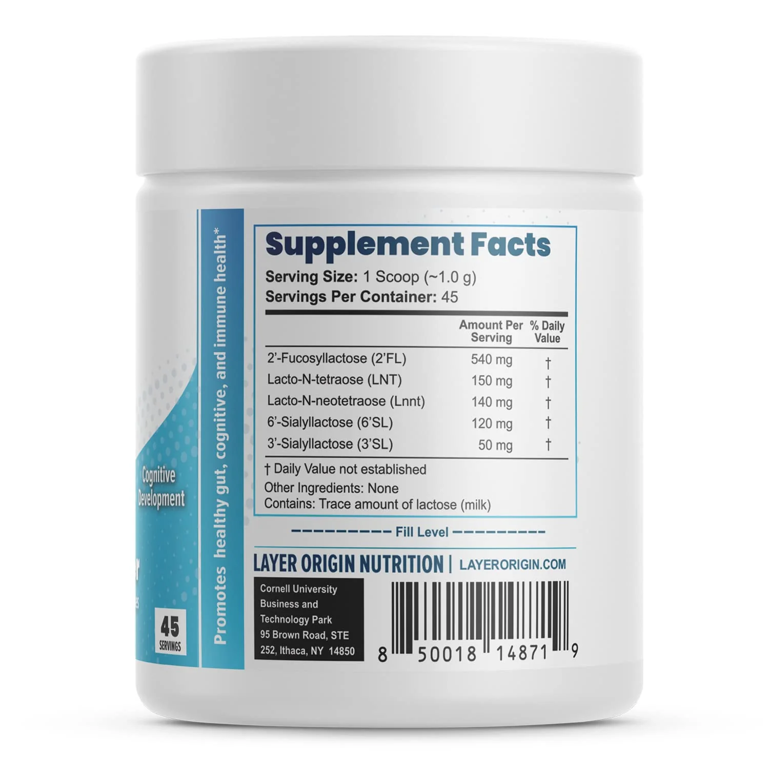 SuperHMO Prebiotic Mix for Kids - 5 HMOs for Gut, Digestion, and Cognitive Health, Powder, 45 Servings