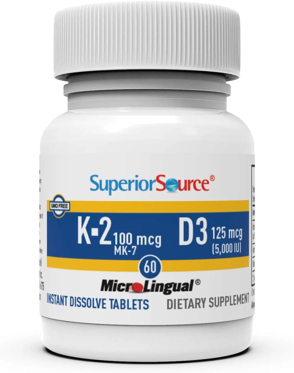 Superior Source K2 (MK-7) 100 mcg, with D3 (5,000 IU) Supplement, Quick Dissolve MicroLingual Tablets, 60 Count, Strengthen Bones, Cardiovascular & Immune System Support, Non-GMO - Image 8
