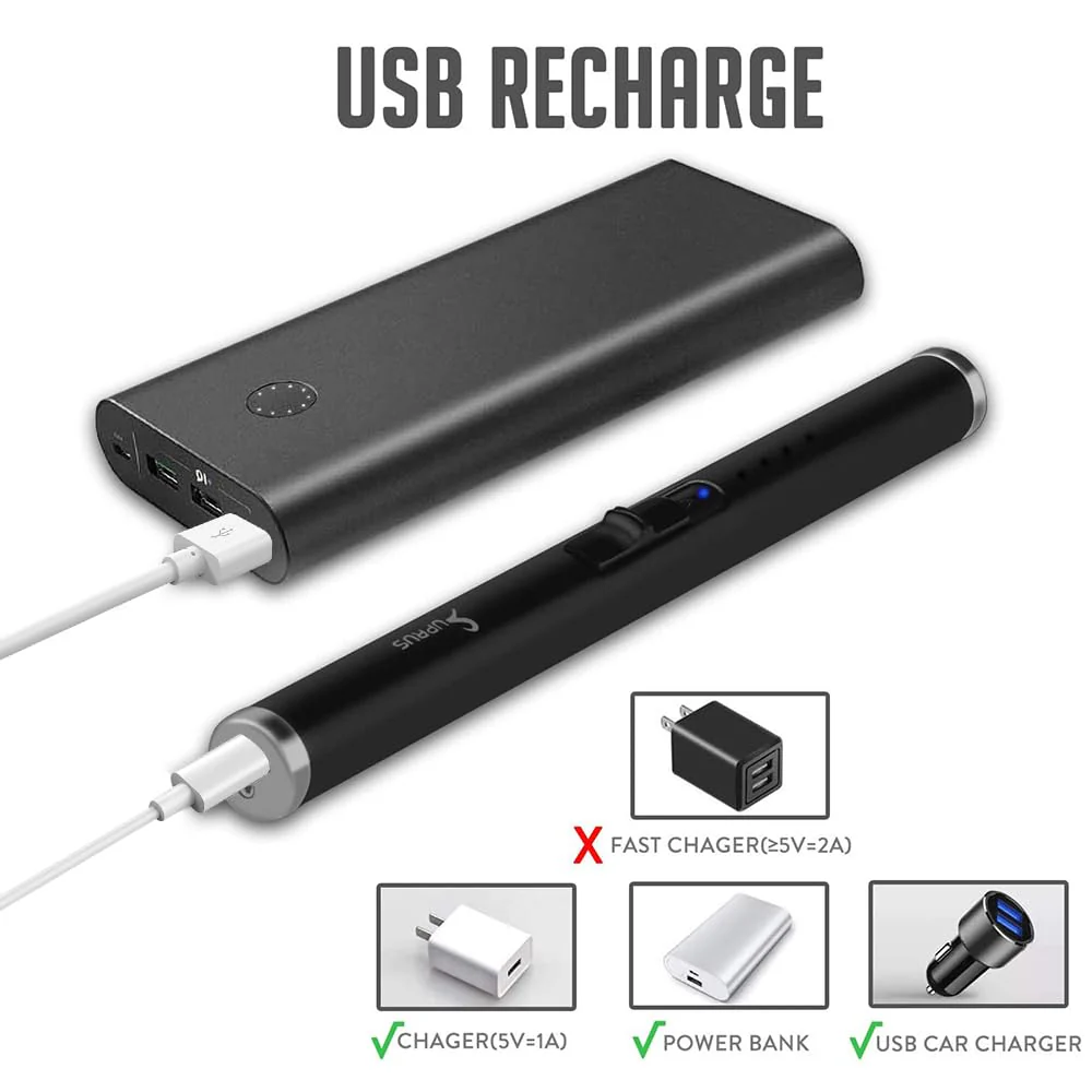 SUPRUS Candle Electric USB Lighter Safety Switch Rechargeable Flameless Plasma Windproof Pocket Size (Black&Black&Black) - Image 4