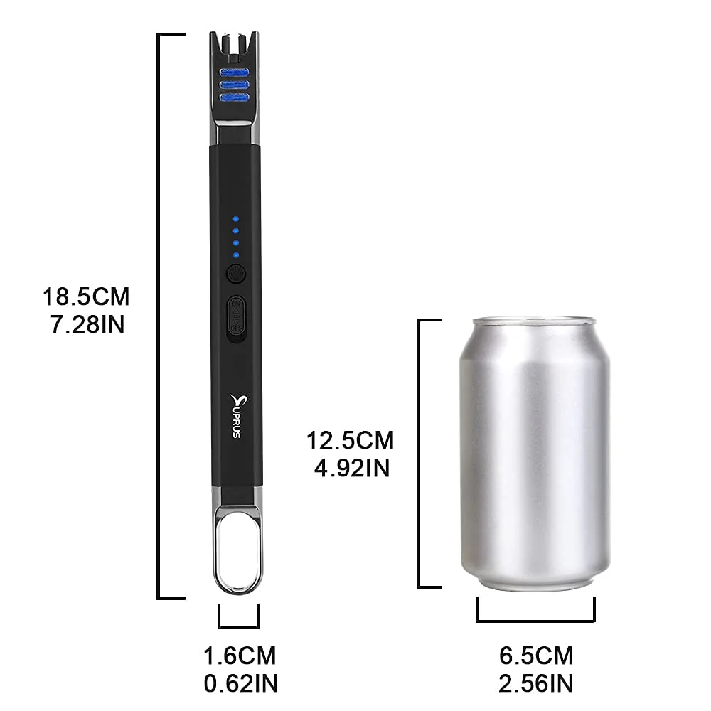 SUPRUS Candle Lighter Electric Arc Lighter Windproof Flameless USB Rechargeable Lighter with LED Light for Candle Camping BBQ Cooking (Black+Champagne Gold) - Image 3