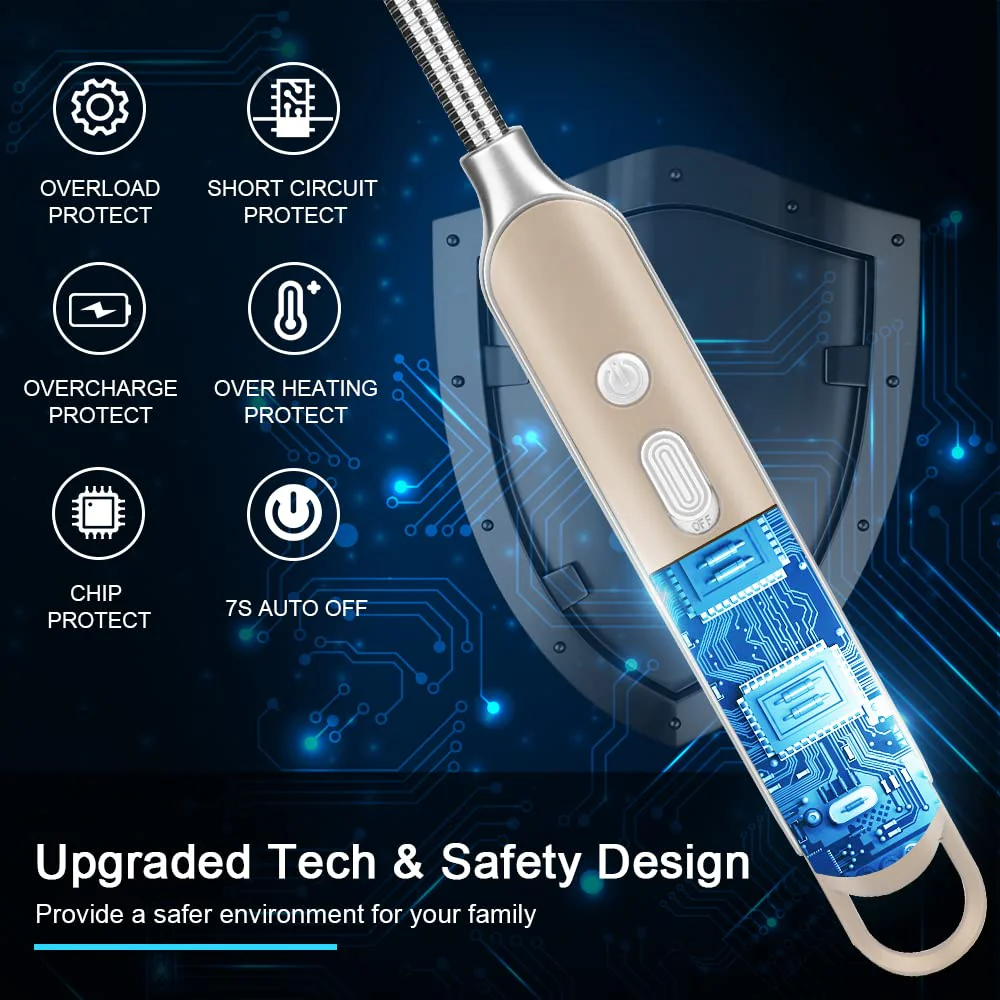 SUPRUS Electric Rechargeable Arc Lighter with LED Battery Display Long Flexible Neck USB Lighter for Candle Cooking (Gold, 3Packs) - Image 6