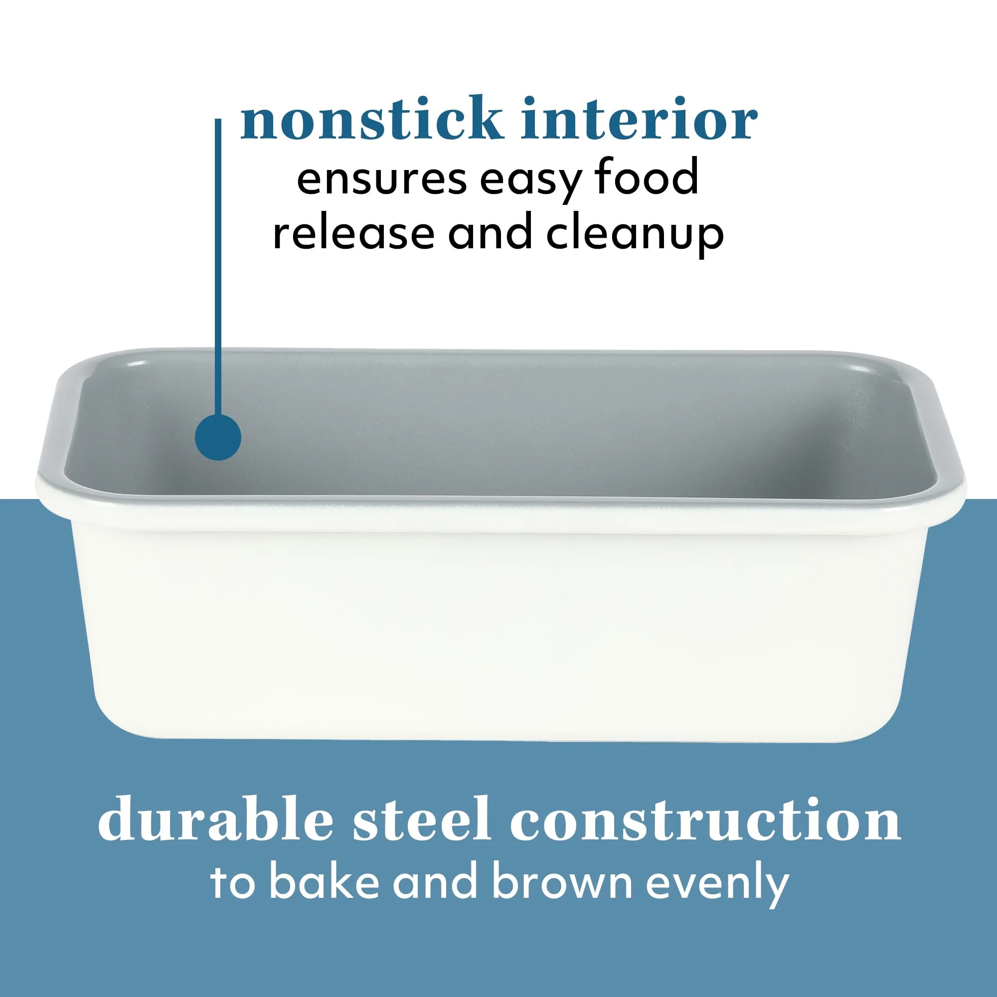 Sur La Table Kitchen Essentials Bake Sale 9 X 5 Inch PFOA, PFAS, PTFE Free Nonstick Loaf Pan - Linen White (Pack of 4) - Image 3