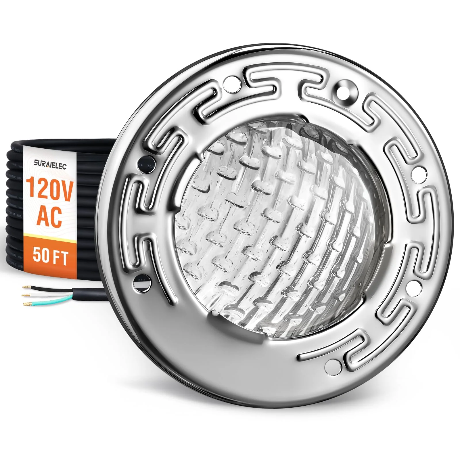 SURAIELEC 6 Inch Small LED Spa Light for Inground Pool, 120V AC 10W Underwater Pool Light, Cool White 6000K, Fits Pentair and Hayward Wet Niches, IP68 Waterproof, 50 FT Cord