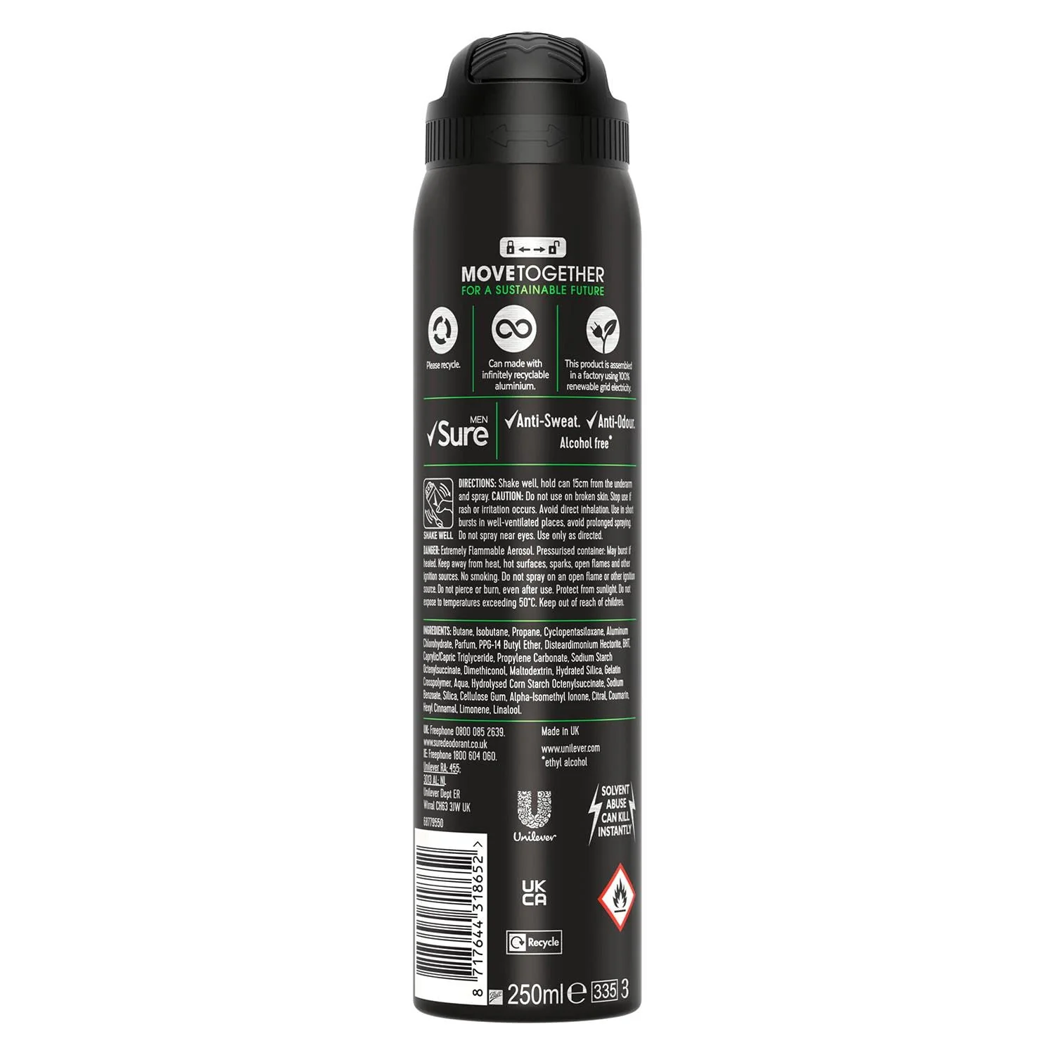 Sure Cotton Dry 48h protection against sweat and odour Anti-perspirant Aerosol MotionSense technology deodorant 250 ml - Image 2