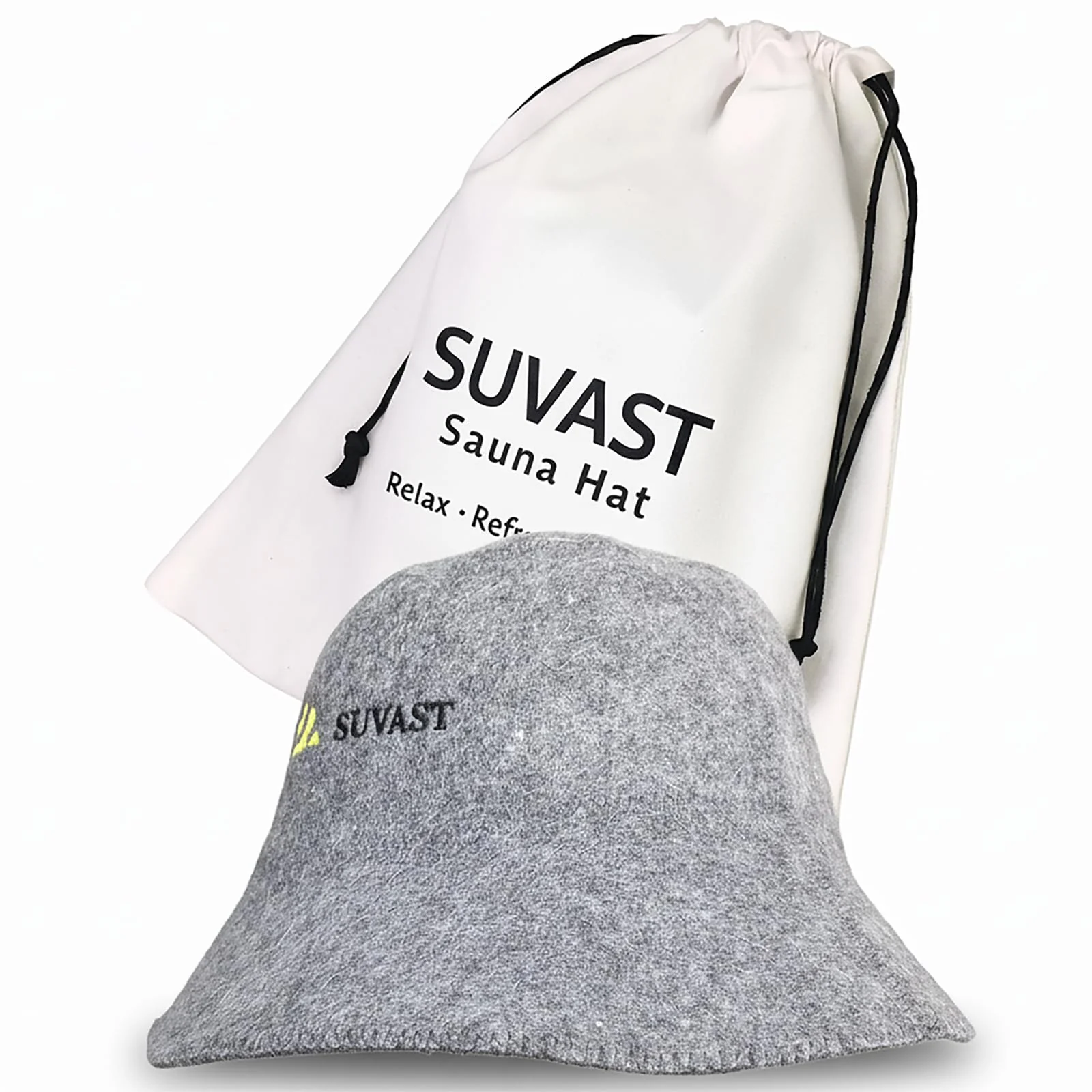 suvast 100% Wool Sauna Cap, Natural Felt Heat-Resistant Cap for Steam Room & Spa, Nordic Minimalist Design with Cotton Gift Bag, Sauna Accessories for Men & Women(US, Numeric, 0, Gray)