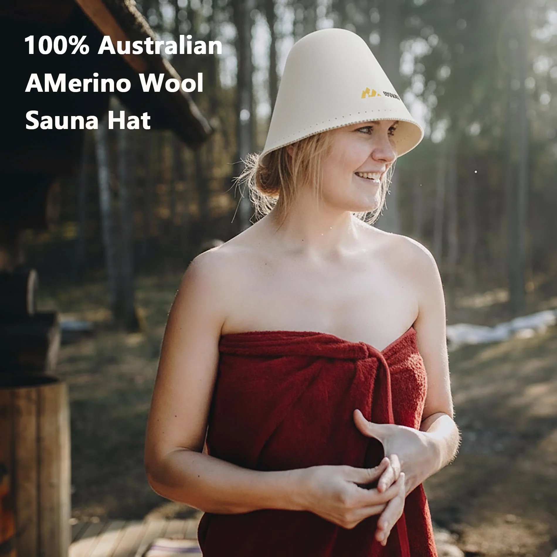 suvast Merino Wool Sauna Hat for Women & Men, Seamless Soft Felt Sauna Cap, 100% Fine Merino Wool, Lightweight Breathable Nordic Design, Protects Head & Hair from Heat, Gift Bag Included White - Image 2