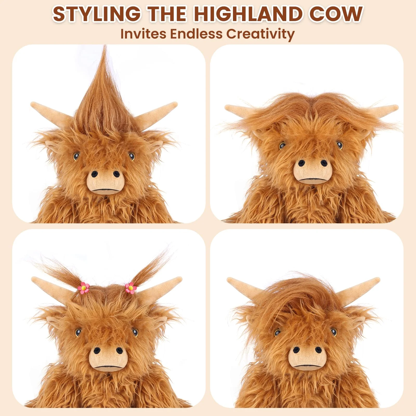 SuzziPals Heatable & Coolable Highland Cow Stuffed Animals Plushie, Microwavable Heating Pad for Soothing & Relaxation, Lavender Scented Cattle Plush Toys for Stress Relief, Stuffed Cow Gifts - Image 4