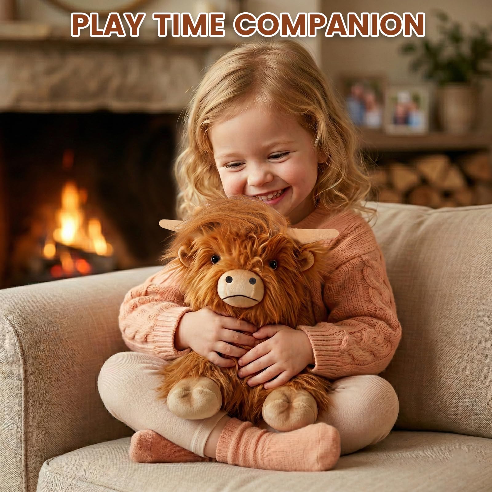 SuzziPals Heatable & Coolable Highland Cow Stuffed Animals Plushie, Microwavable Heating Pad for Soothing & Relaxation, Lavender Scented Cattle Plush Toys for Stress Relief, Stuffed Cow Gifts - Image 5
