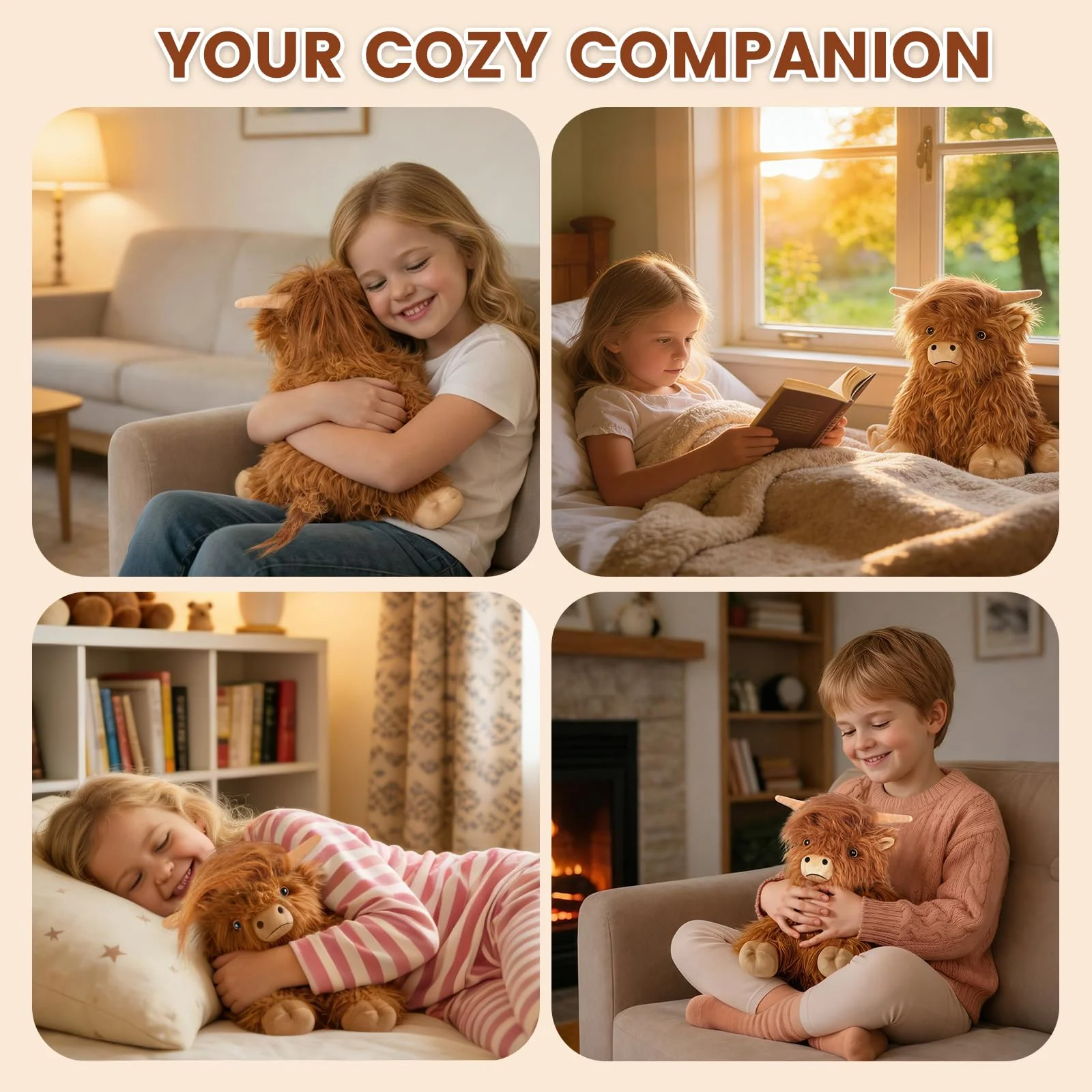 SuzziPals Heatable & Coolable Highland Cow Stuffed Animals Plushie, Microwavable Heating Pad for Soothing & Relaxation, Lavender Scented Cattle Plush Toys for Stress Relief, Stuffed Cow Gifts - Image 7