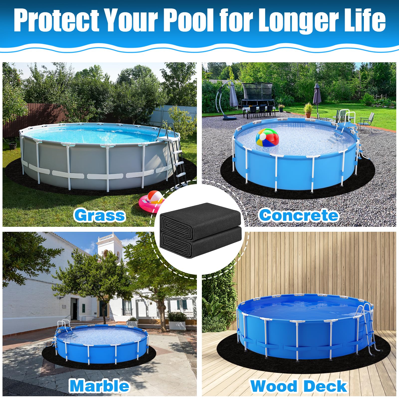 Svepndic 10ft Thickened Round Pool Liner Pad for Above Ground Swimming Pools,Swimming Pool Ground Cloth Above Ground Pool Mat Under Pool Floor Padding,Pool Equipment Pad - Image 3