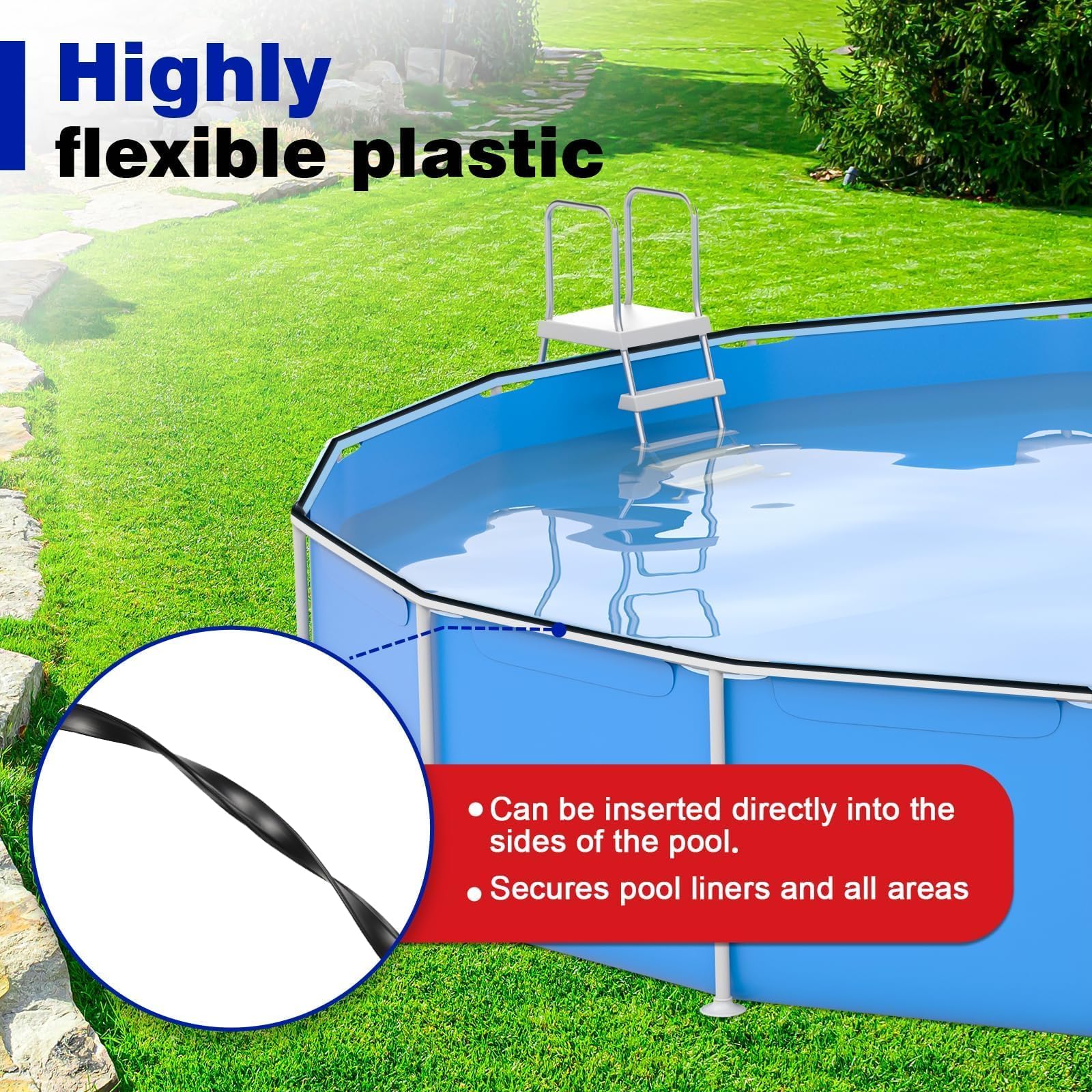 Svepndic 60PCS Coping Strips for Overlap Above Ground Pool Liner Coping Strips,Pool Coping Clips Replacement Kit for 24ft Round Pool - Image 5
