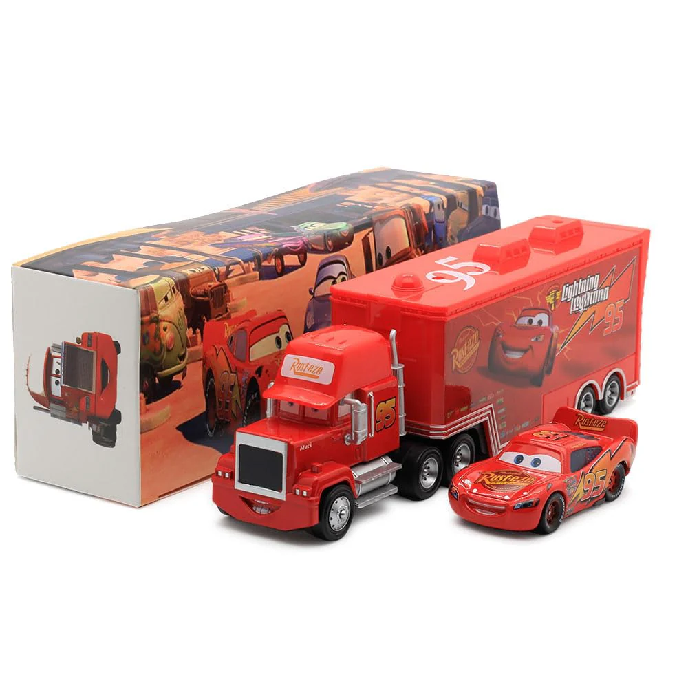 SVORUFY Car 2 3 Toys, Truck and Car Set, Movie Car, Metal and Plastic Material, Children's Christmas and Birthday Gifts (Mack Truck Uncle) - Image 2