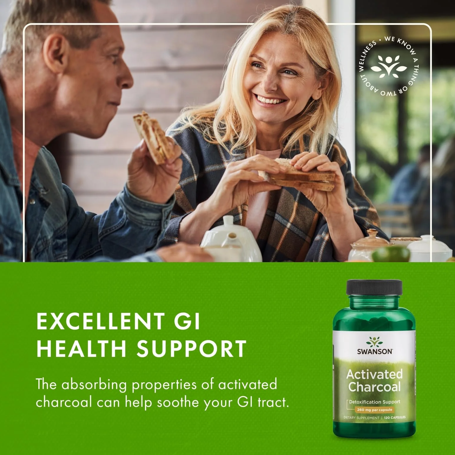 Swanson Activated Charcoal - Natural Supplement Supporting Healthy Absorption - Helps w/Bloating & Maintaining Bowel Regularity - (120 Capsules, 520mg per Serving) 2 Pack - Image 3