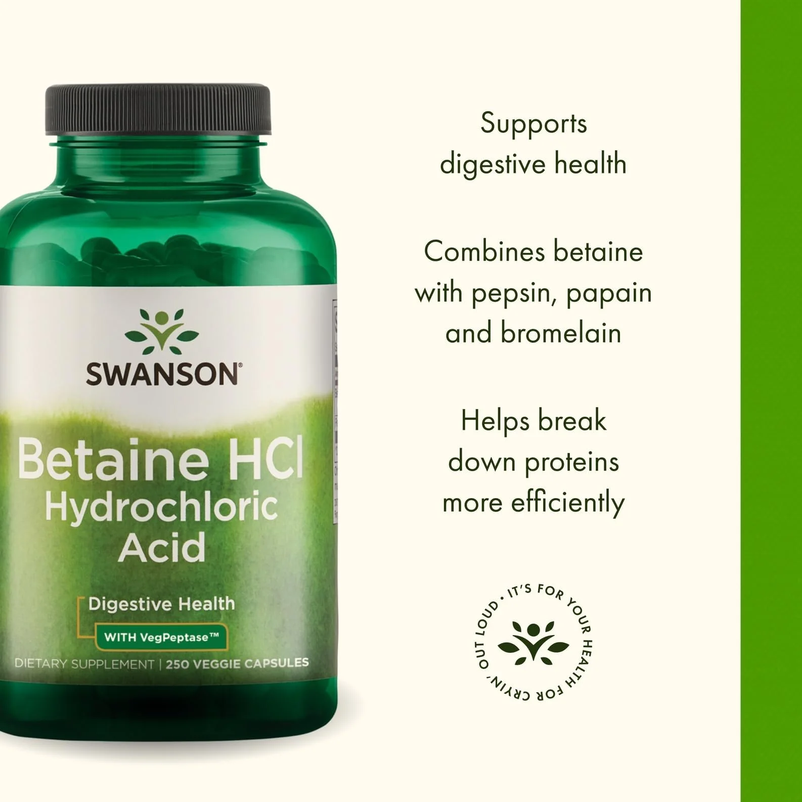 Swanson Hydrochloric Acid w/Pepsin 250 Capsules - Image 5