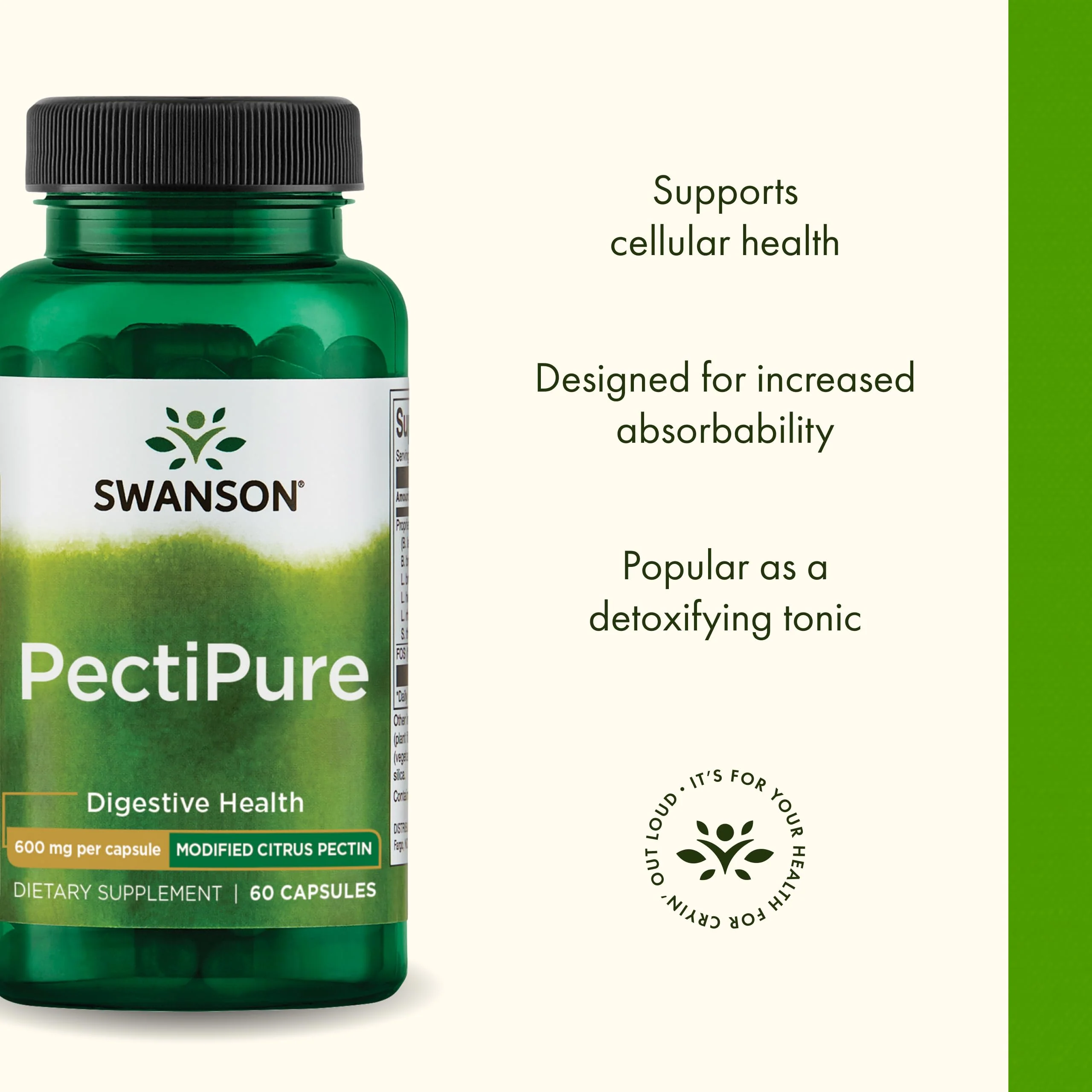 Swanson PectiPure Modified Citrus Pectin Cellular and Digestive Health Supplement for Wellness-Conscious Adults - 82% Galacturonic Acid (60 Capsules, 600 mg Each) - Image 5