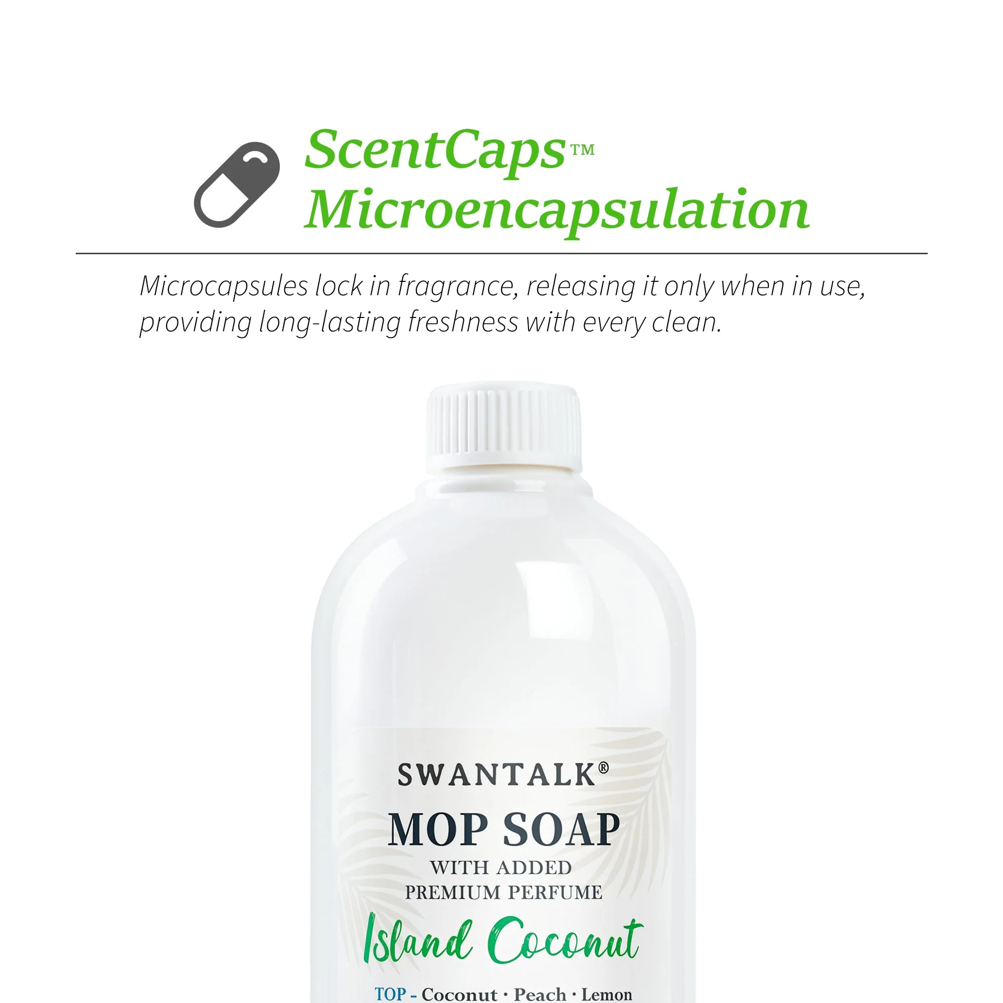 SWANTALK Mop Soap with Long Lasting Premium Perfume, 4X Concentrated Floor Cleaner, Multi Surface Solution for Hardwood, Tile, LVP, Laminate, Pet Friendly, 32 fl oz (Island Coconut) - Image 6