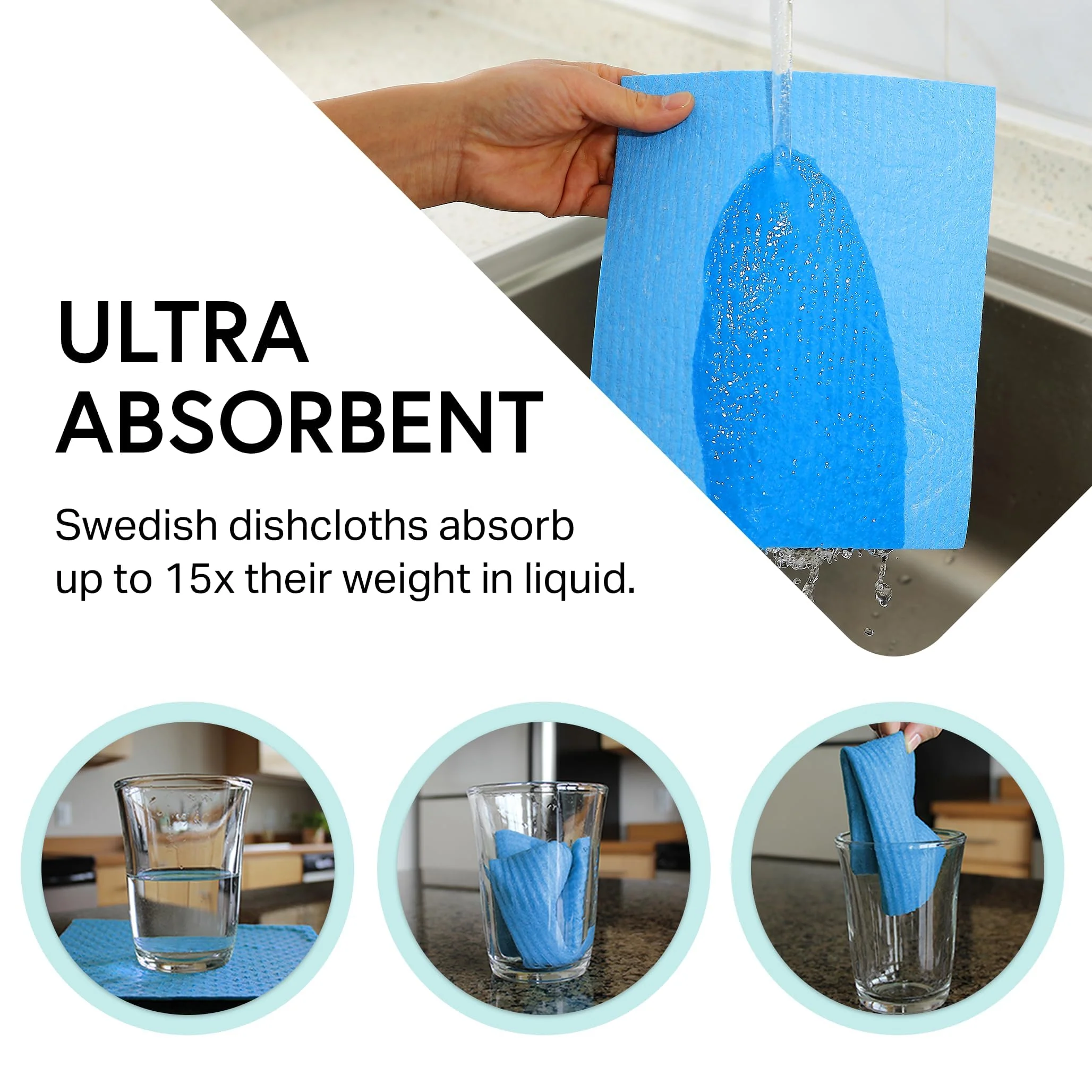 Swedish Wholesale Dishcloths Reusable 8" x 7" Sponge Cloths, Bulk 10 Pack of High Absorbent Cellulose Dish & Kitchen Cleaning Hand Towels, Wring to Dry & Machine Wash, Odor Resistant, Purple - Image 4