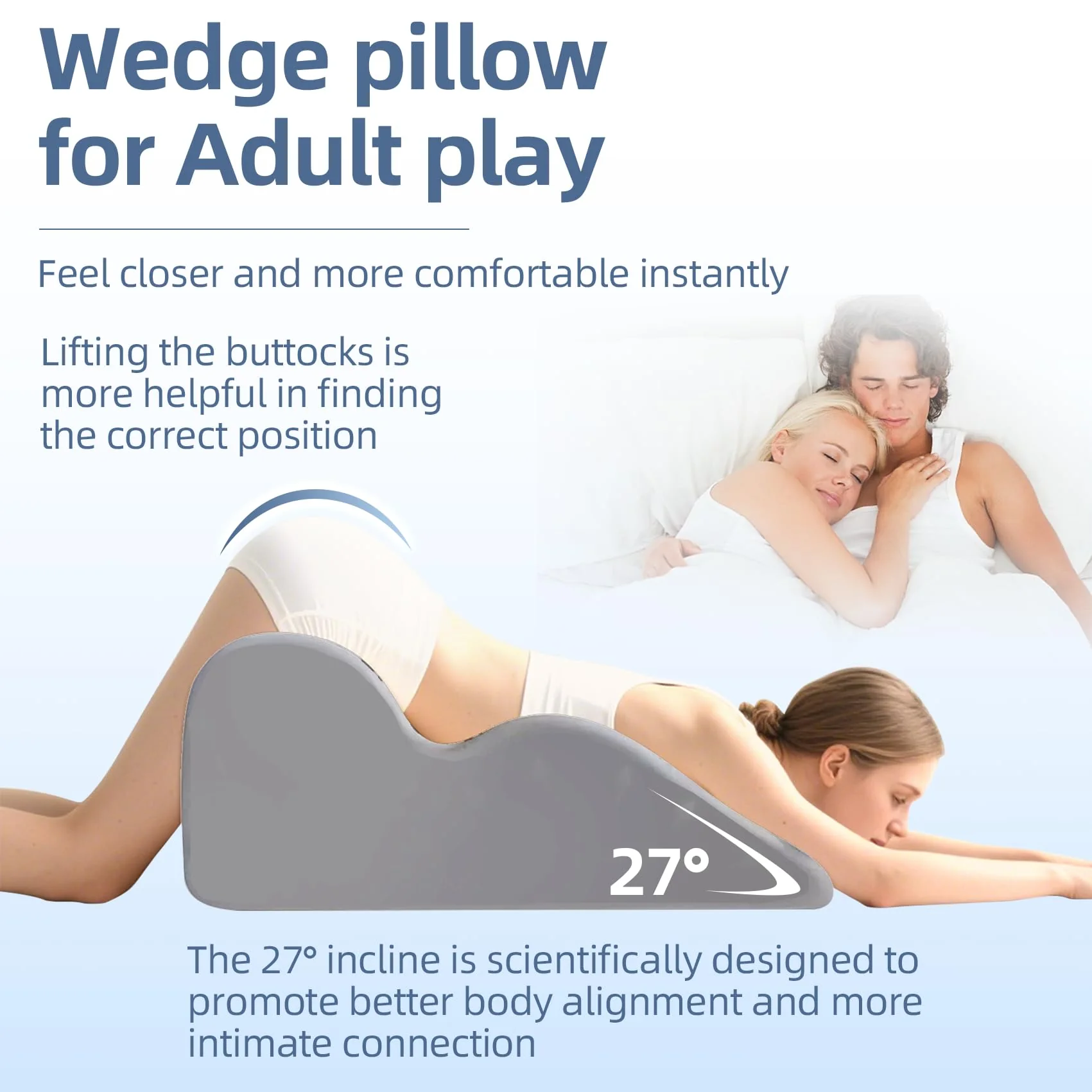 Sweet Spot Pillow, Chiromonk Couples Pillow - 27° Angle Perfect Position, Memory Foam Cushion for Intimacy Support & Back, Ideal for All Postures, Keep The Passion Going All Night - Image 8