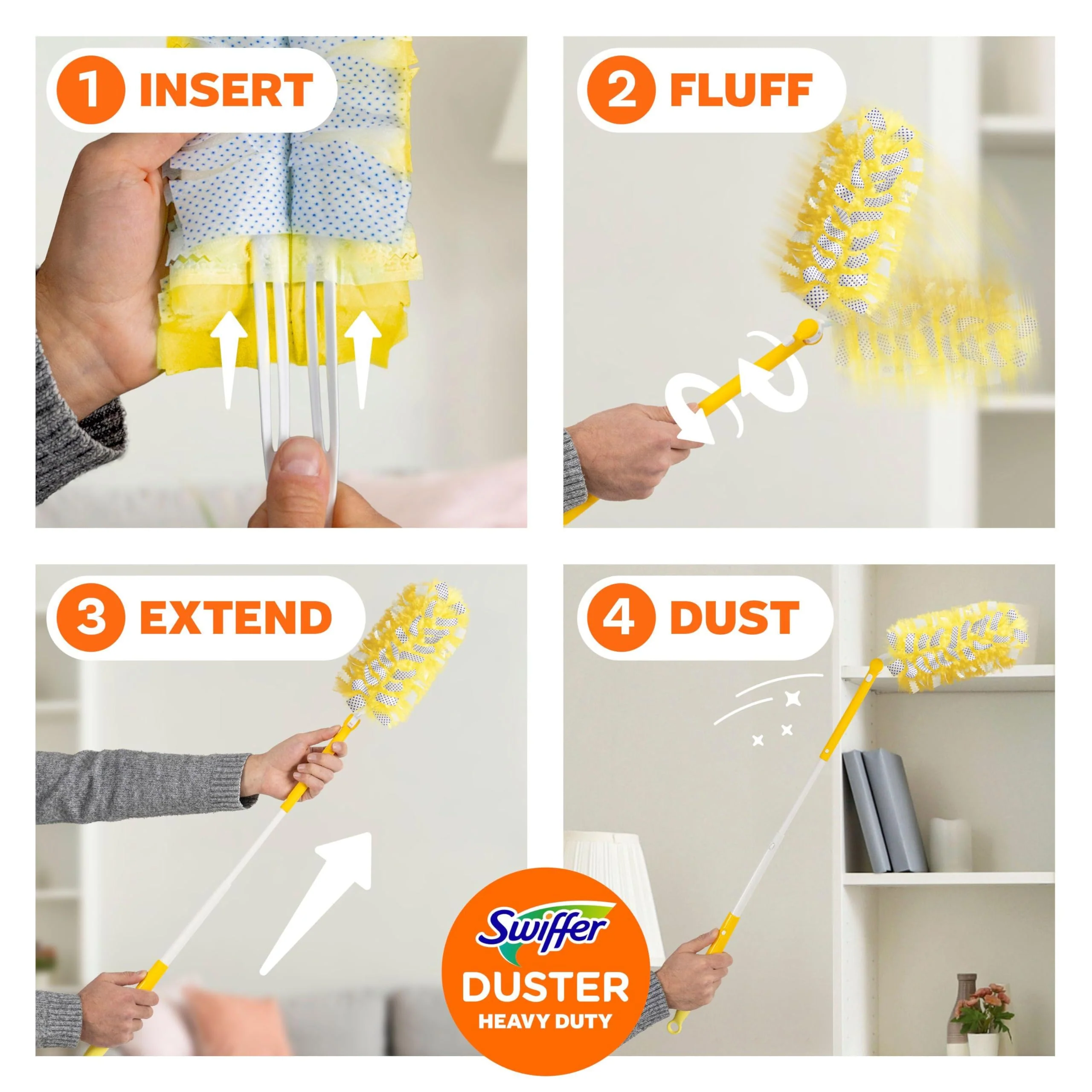 Swiffer Duster Kit with 3 ft Extendable Handle, Heavy Duty Dusting Starter Kit with 12 Refills, for Ceiling Fans, Vents and Hard to Reach Places - Image 11
