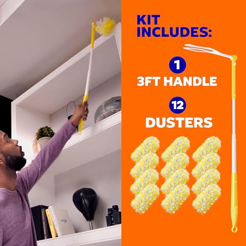 Swiffer Duster Kit with 3 ft Extendable Handle, Heavy Duty Dusting Starter Kit with 12 Refills, for Ceiling Fans, Vents and Hard to Reach Places - Image 8
