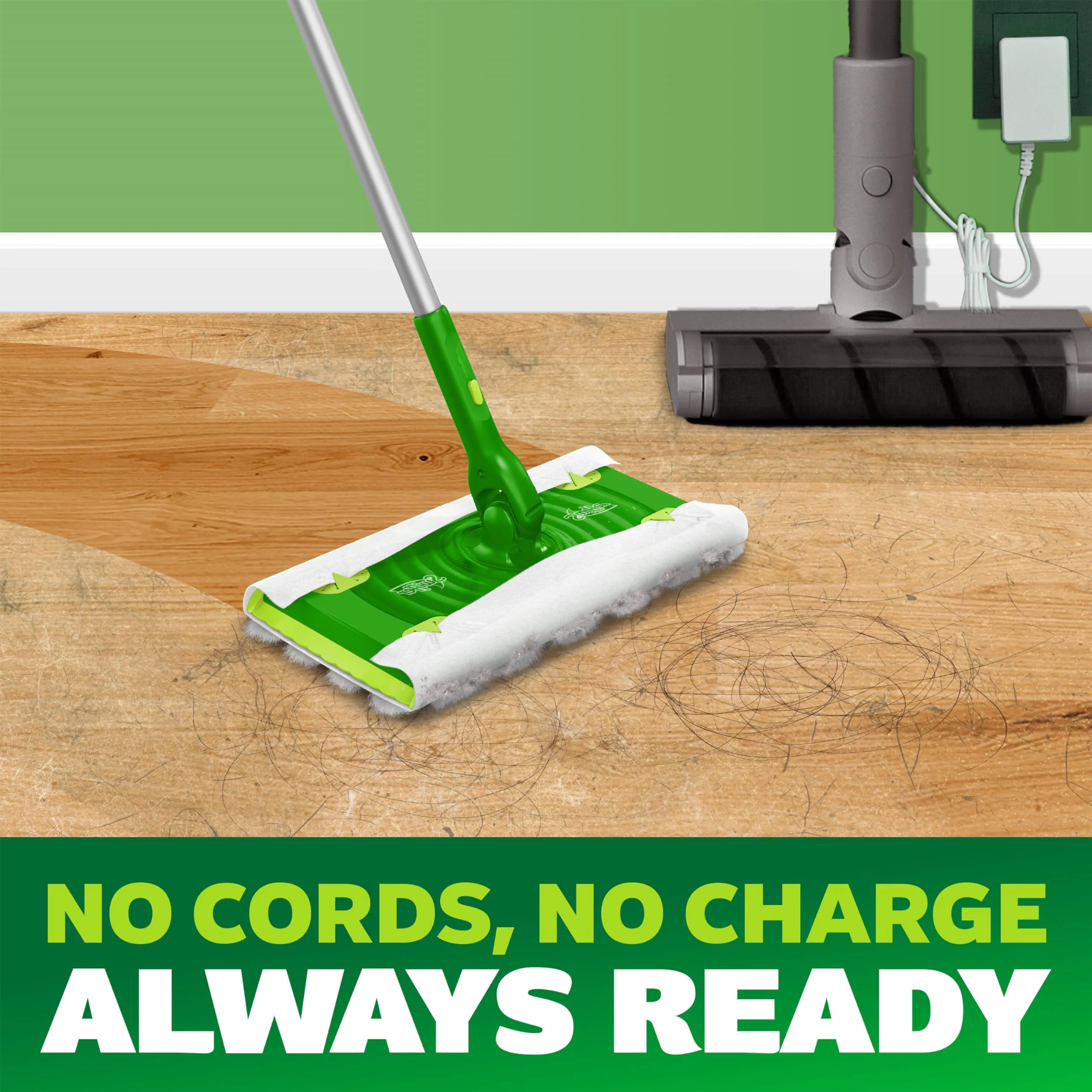 Swiffer Hair Magnet Deluxe Starter Kit with Collapsible Pole, 9 Hair Magnet Dry Cloths, 2 Bonus Mop & Go Wet Cloths - Image 10