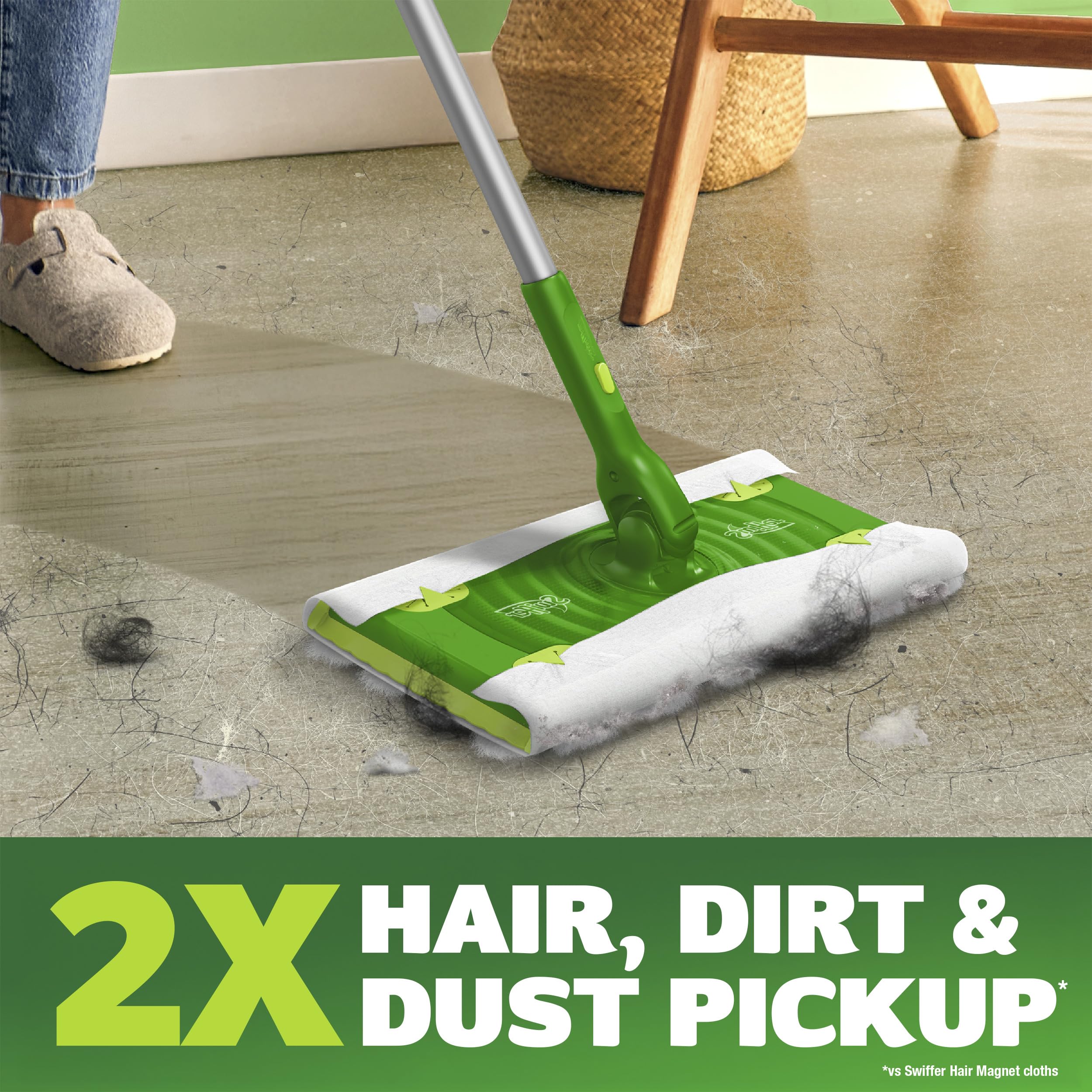 Swiffer Hair Magnet Deluxe Starter Kit with Collapsible Pole, 9 Hair Magnet Dry Cloths, 2 Bonus Mop & Go Wet Cloths - Image 12