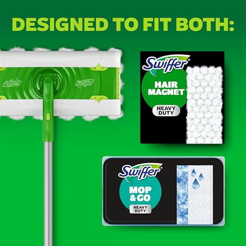 Swiffer Hair Magnet Deluxe Starter Kit with Collapsible Pole, 9 Hair Magnet Dry Cloths, 2 Bonus Mop & Go Wet Cloths - Image 2