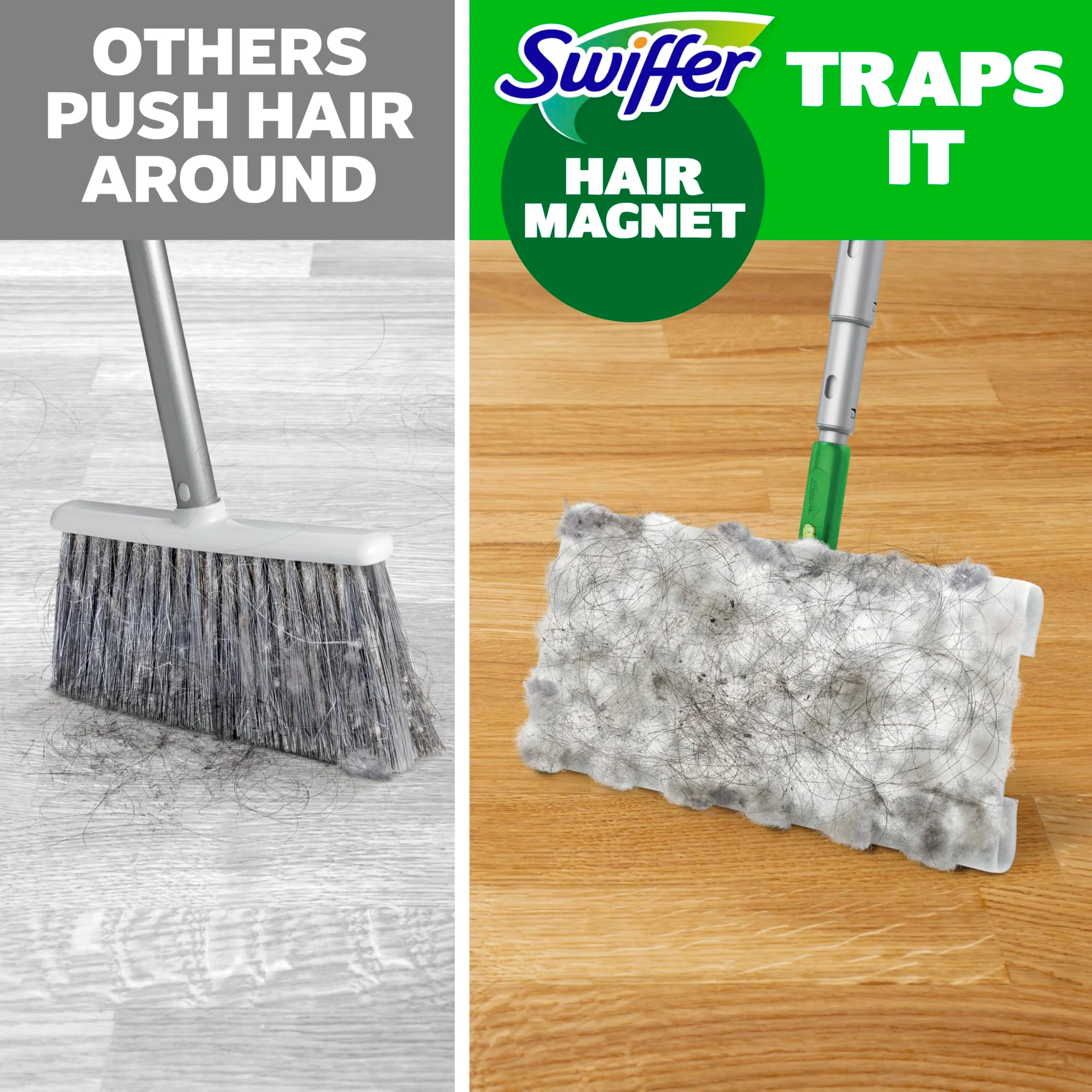 Swiffer Hair Magnet Deluxe Starter Kit with Collapsible Pole, 9 Hair Magnet Dry Cloths, 2 Bonus Mop & Go Wet Cloths - Image 6