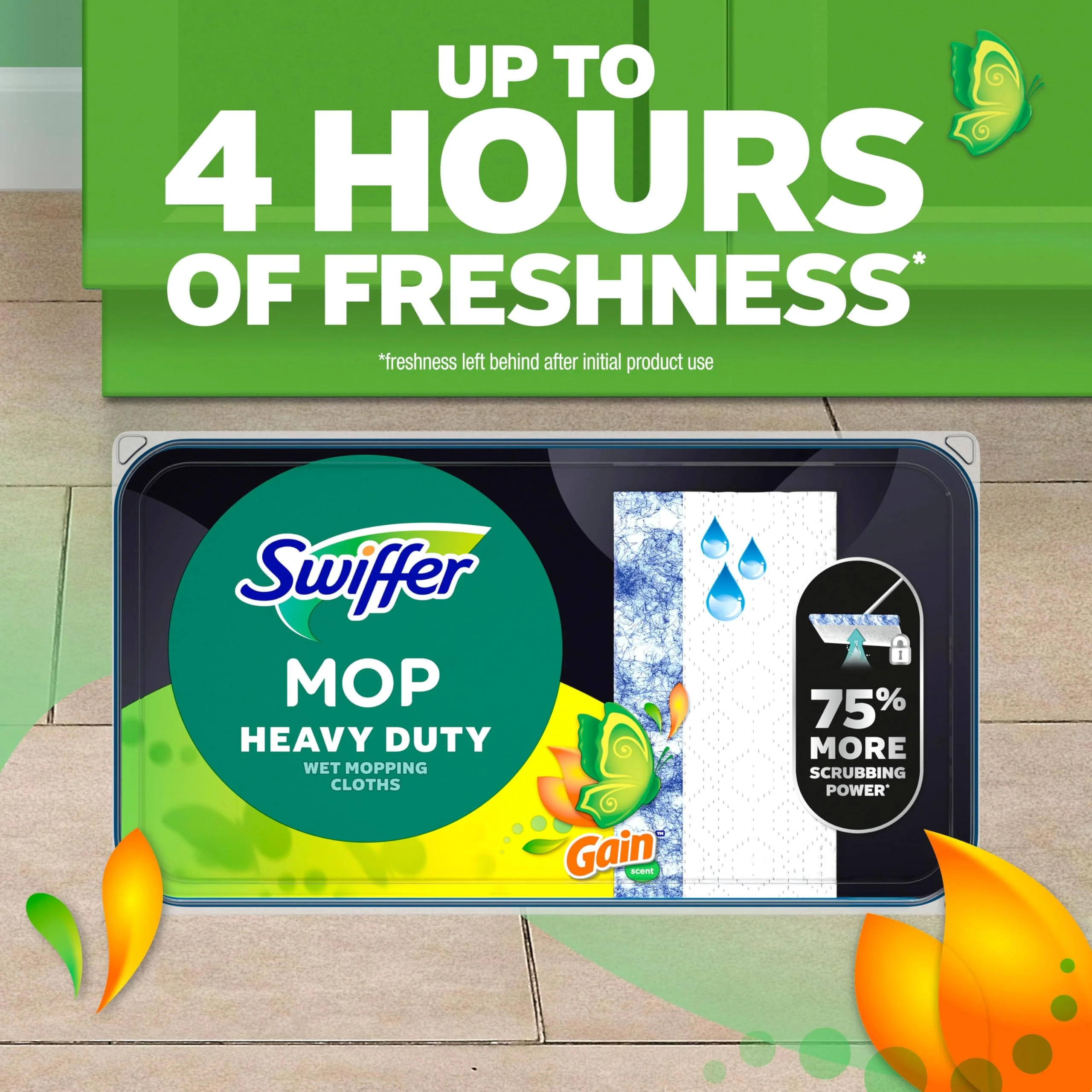 Swiffer Heavy Duty Mop Wet Multi-Surface Cloth Refills for Floor Mopping and Cleaning, Gain and Unstopables Scents, 30 count - Image 6