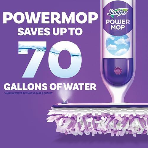 Swiffer Power Mop Wood, Hardwood Floor Cleaner for Mopping Home, Bathroom, Kitchen, All Purpose Multi-Surface Cleaning Set includes PowerMop Wood, 2 Pads, 1 QuickDry Lemon Solution, & 2 Batteries - Image 2