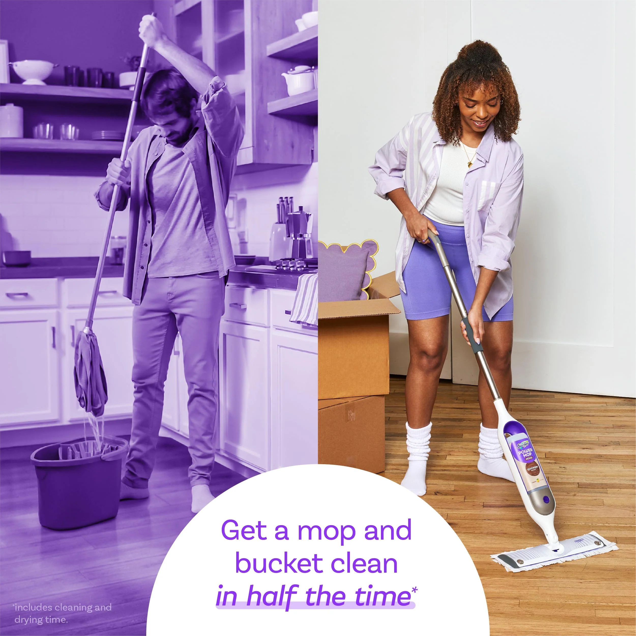Swiffer Power Mop Wood Refill Solution, QuickDry Hardwood Floor Cleaner for Mopping Home, Bathroom, Kitchen, All Purpose Multi-Surface Solution for Floor Cleaning, Lemon Scent, 50.6oz - Image 6