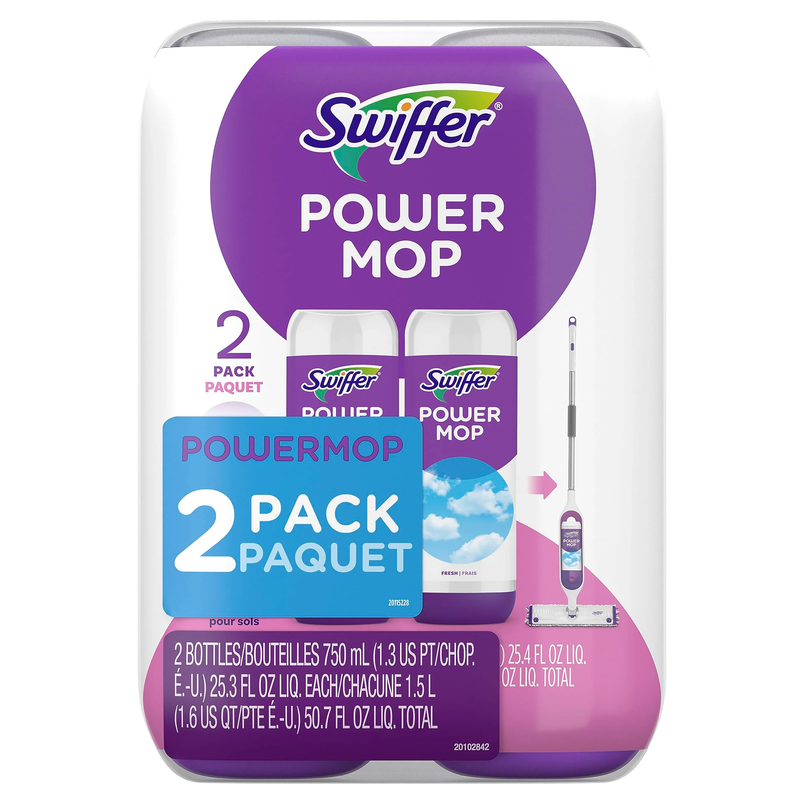 Swiffer PowerMop Floor Cleaning Solution with Fresh Scent, PowerMop Refills, Floor Cleaner for Mopping, 25.3 fl oz, 2 Pack - Image 8