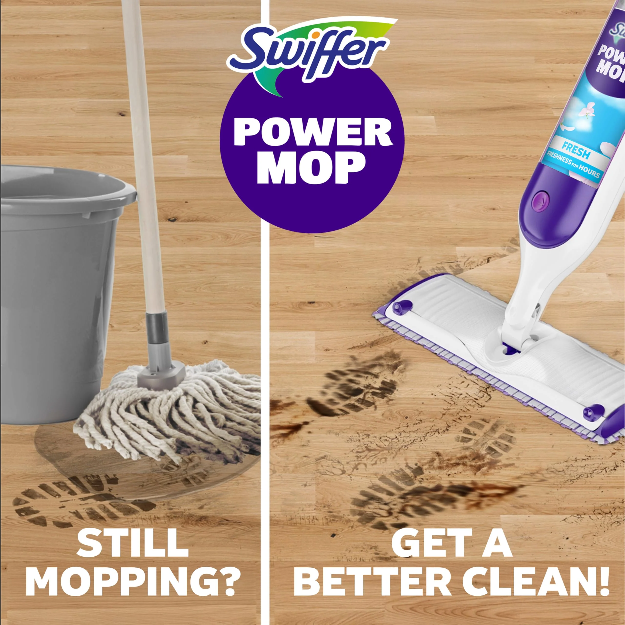 Swiffer PowerMop Multi-Surface Mop Kit for Floor Cleaning, Fresh Scent, Mopping Kit Includes PowerMop, 2 Mopping Pad Refills, 1 Floor Cleaning Solution with Fresh Scent and 2 Batteries - Image 10