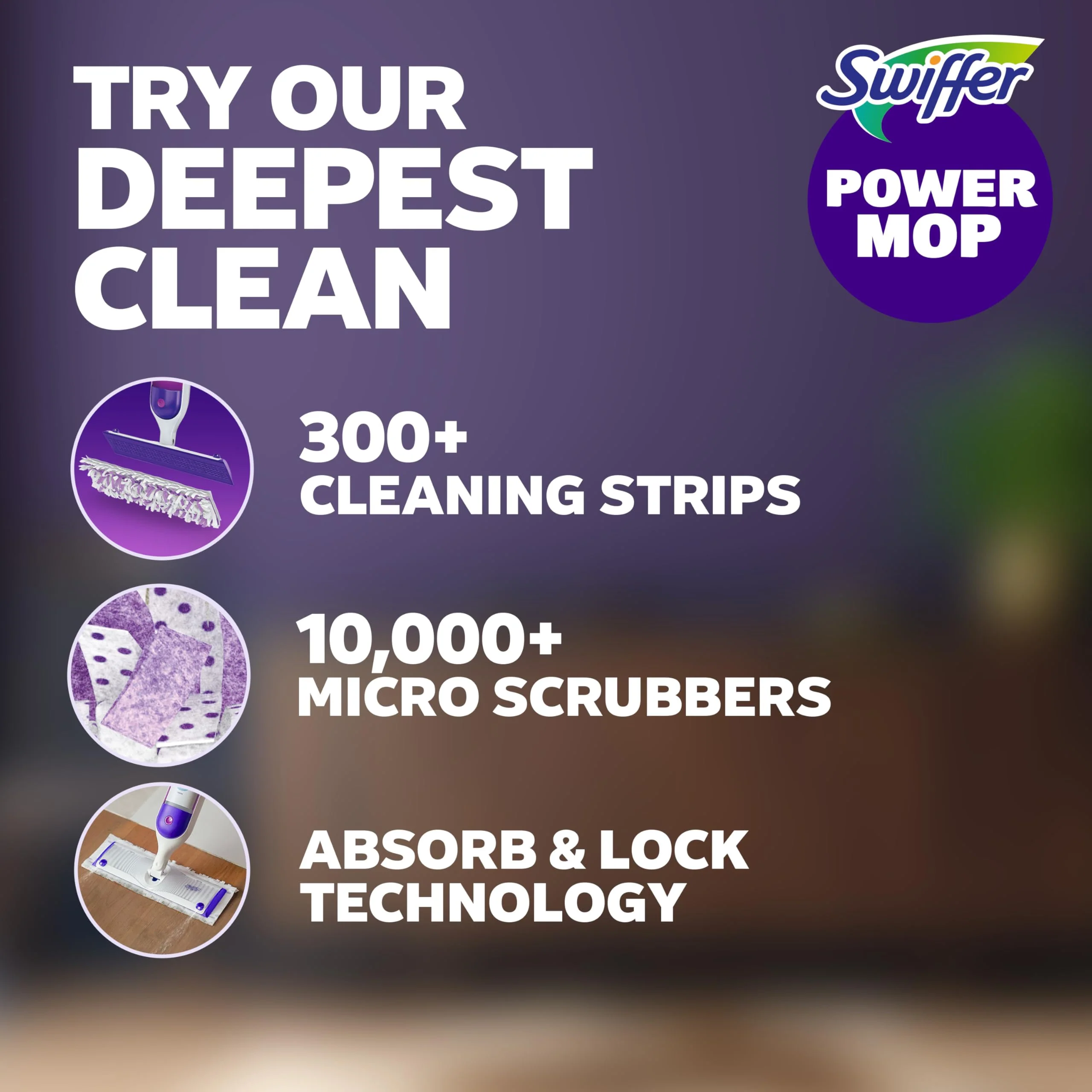 Swiffer PowerMop Multi-Surface Mop Kit for Floor Cleaning, Fresh Scent, Mopping Kit Includes PowerMop, 2 Mopping Pad Refills, 1 Floor Cleaning Solution with Fresh Scent and 2 Batteries - Image 12