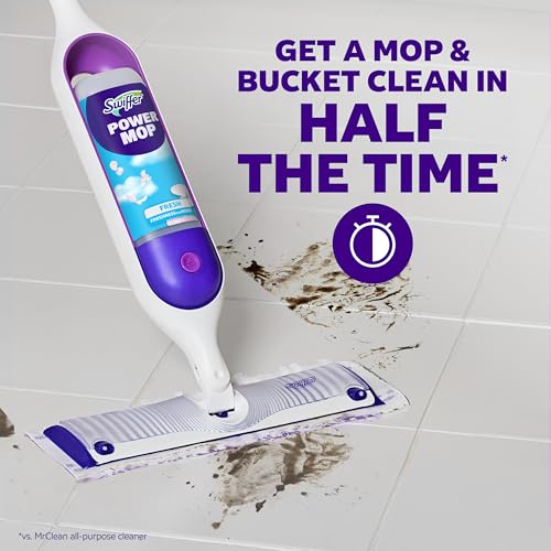 Swiffer PowerMop Multi-Surface Mop Kit for Floor Cleaning, Fresh Scent, Mopping Kit Includes PowerMop, 2 Mopping Pad Refills, 1 Floor Cleaning Solution with Fresh Scent and 2 Batteries - Image 2