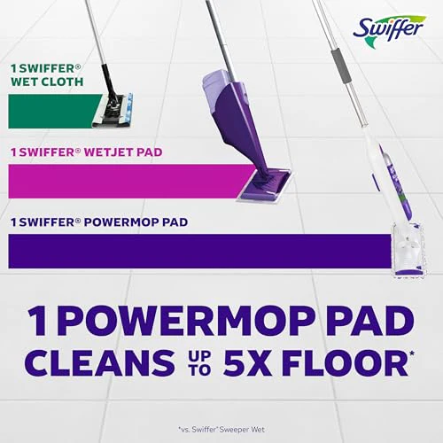 Swiffer PowerMop Multi-Surface Mop Kit for Floor Cleaning, Fresh Scent, Mopping Kit Includes PowerMop, 2 Mopping Pad Refills, 1 Floor Cleaning Solution with Fresh Scent and 2 Batteries - Image 3