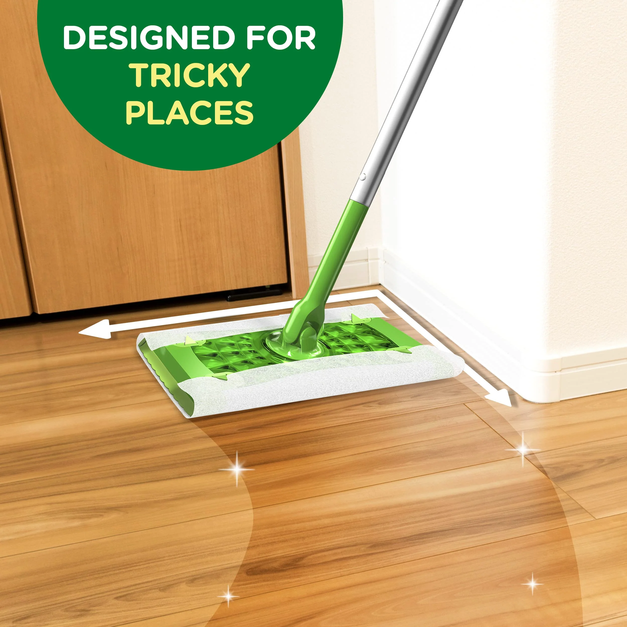 Swiffer Sweep + Mop, Dry Pads Refill, Floor Cleaner for Dirt, Dust, Hair, Cleaning Cloths for Mopping Home, Bathroom, Kitchen, Dust Mop, Floor Duster, Unscented, 52ct - Image 6