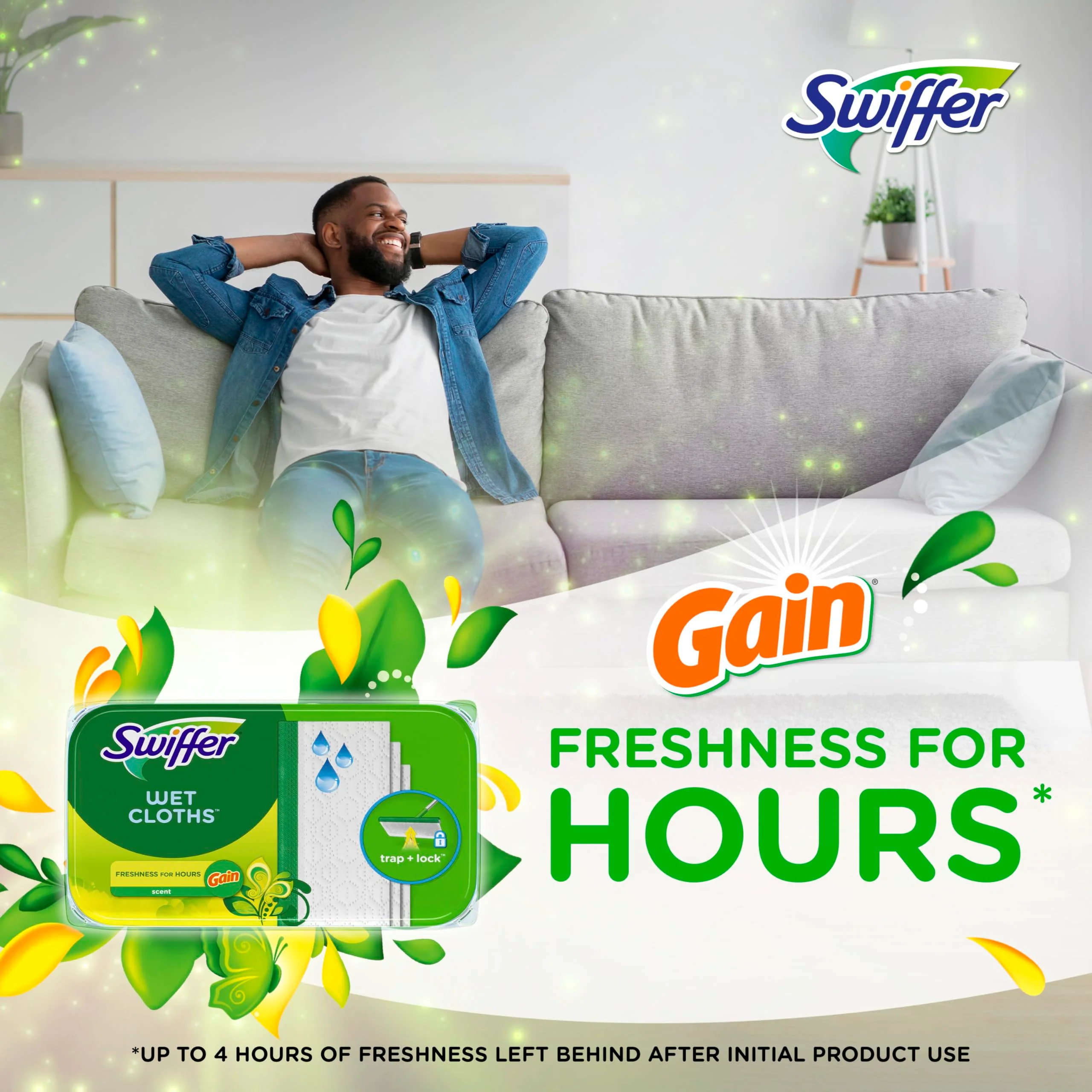 Swiffer Sweep + Mop, Wet Pads Refill, Floor Cleaner for Dirt, Dust, Hair, Cleaning Cloths for Mopping Home, Bathroom, Kitchen, All Purpose Multi-Surface Floor Wipes, Fresh and Gain, 36ct - Image 5
