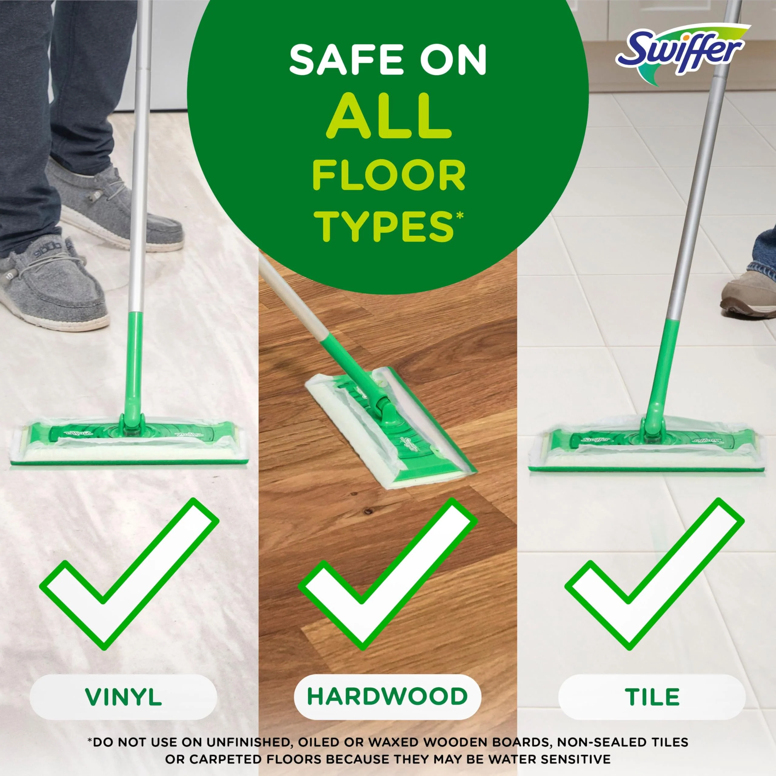 Swiffer Sweep + Mop, Wet Pads Refill, Floor Cleaner for Dirt, Dust, Hair, Cleaning Cloths for Mopping Home, Bathroom, Kitchen, All Purpose Multi-Surface Floor Wipes, Fresh and Gain, 36ct - Image 7