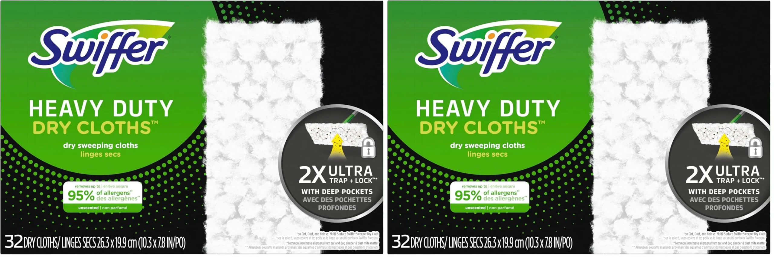 Swiffer Sweeper Heavy Duty Dry Multi-Surface Cloth Refills for Floor Sweeping and Cleaning, Unscented, (Pack of 4)